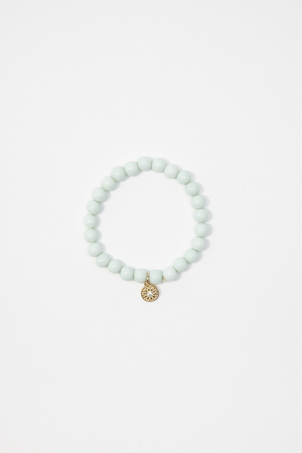 Women Beaded Charm Bracelet Sage