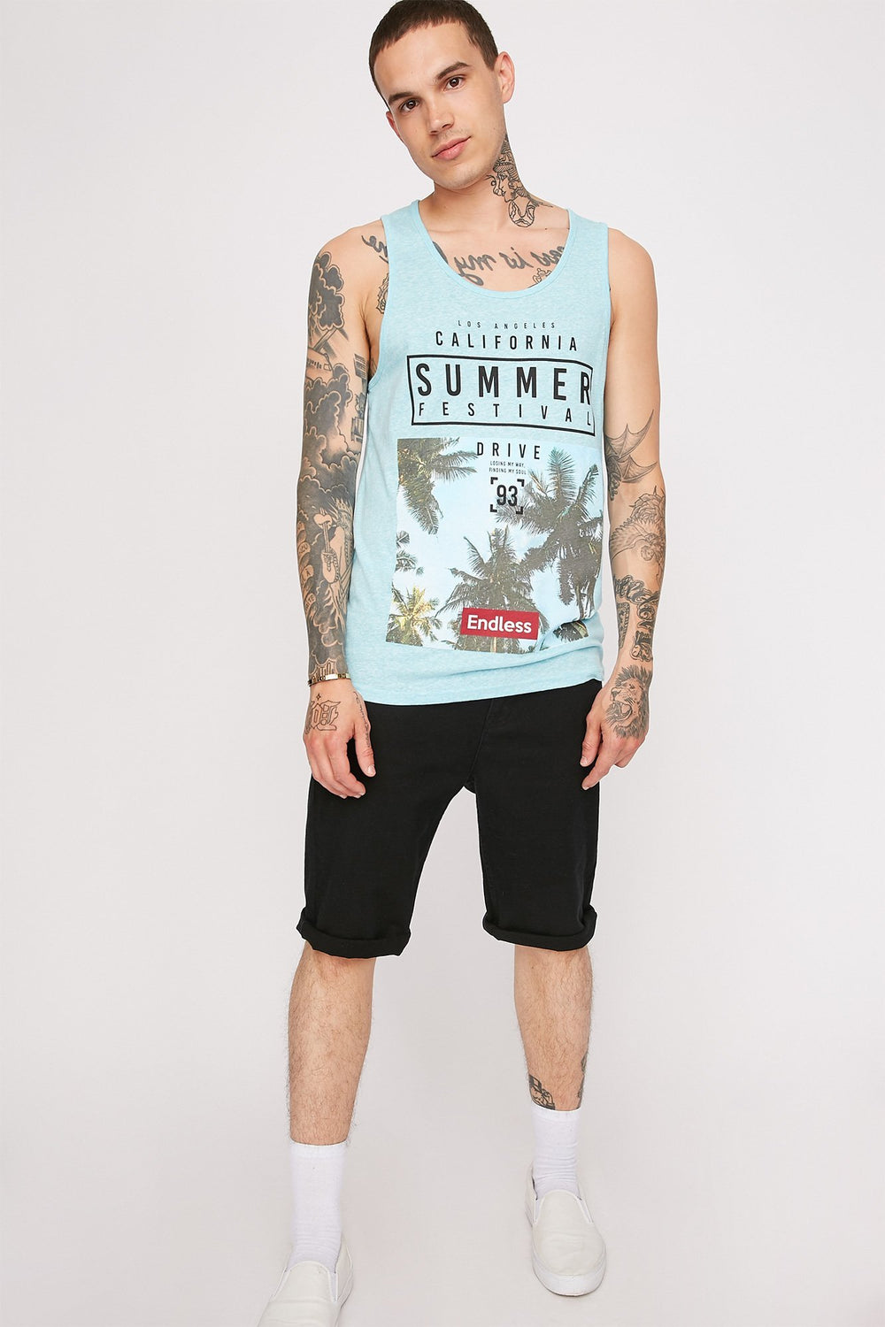 Men California Summer Festival Graphic Tank Sage