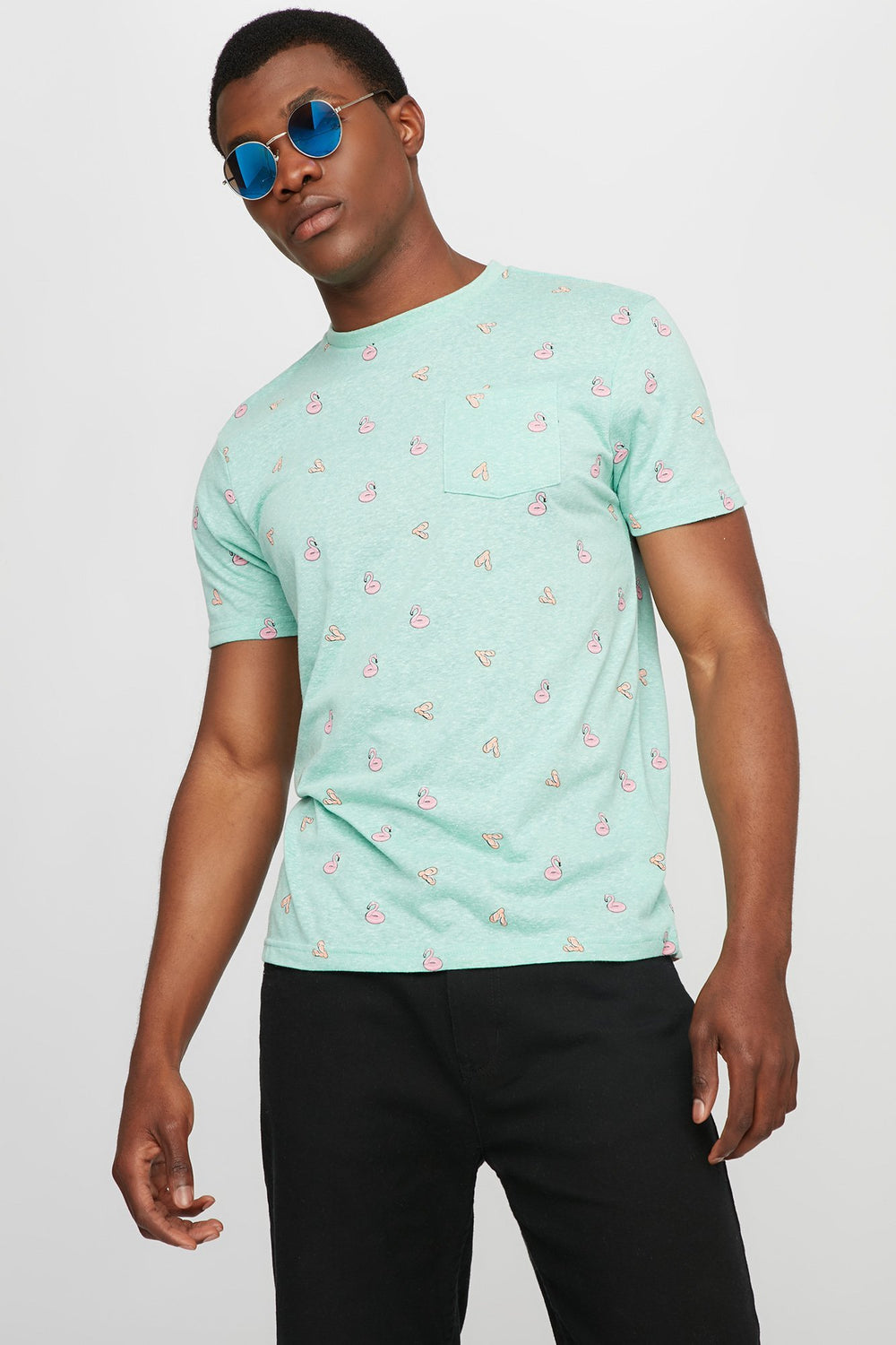 Men Printed Crewneck T-Shirt Sage