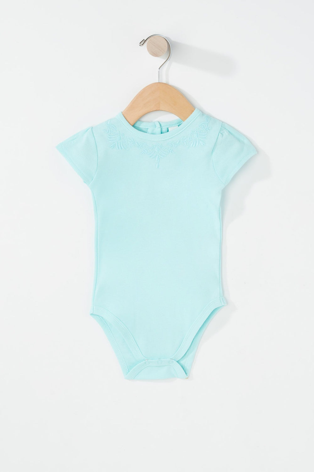Kids Baby Girl Embroidered Floral Onesie Sage