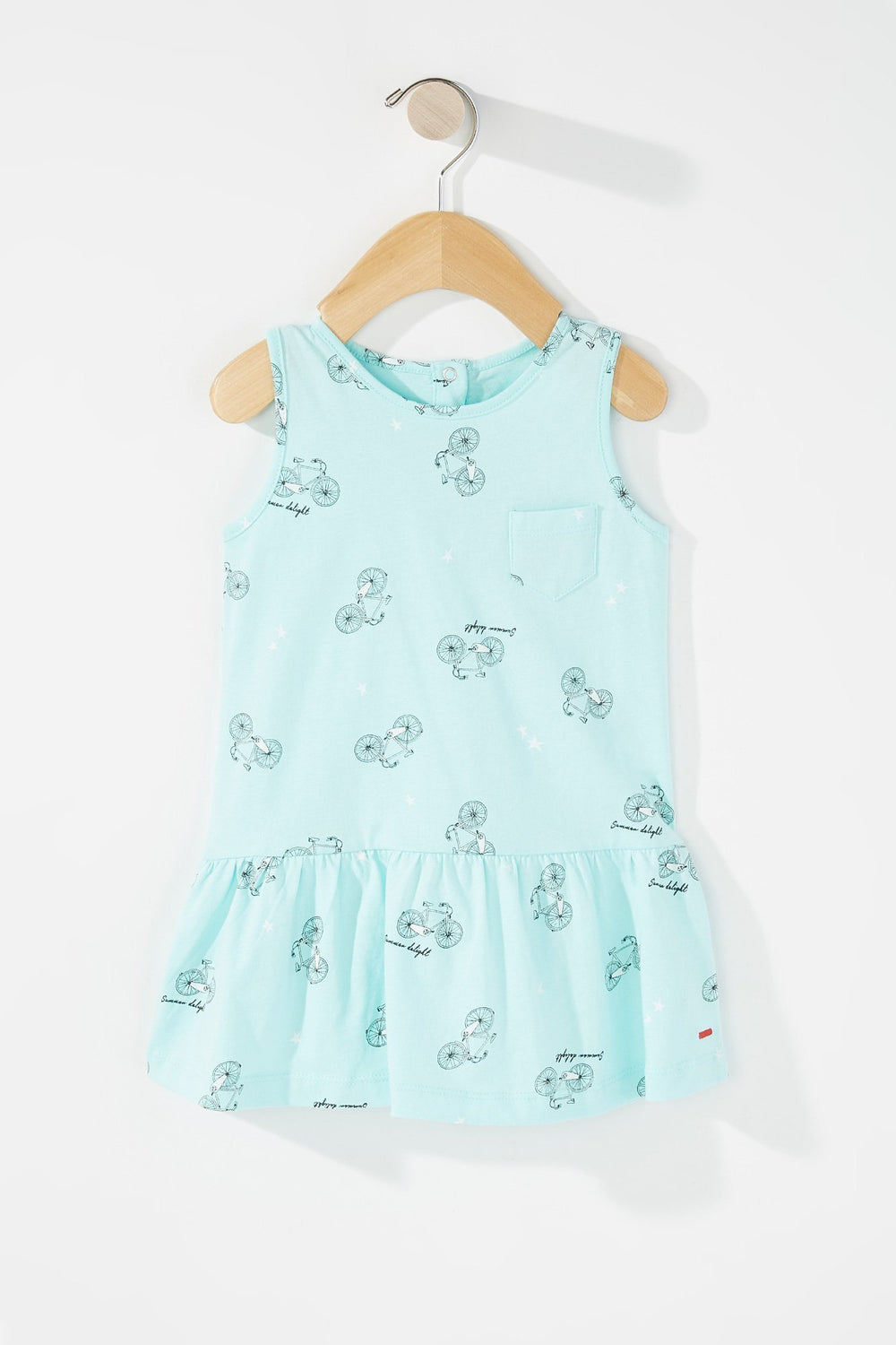 Kids Baby Girl Graphic Pocket Peplum Dress Sage