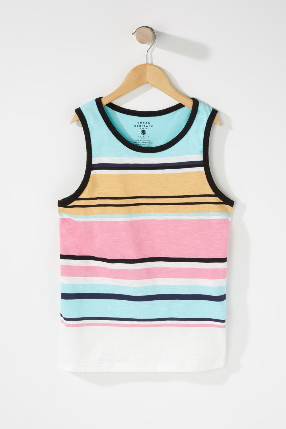 Kids Boys Coloured Striped Tank Sage