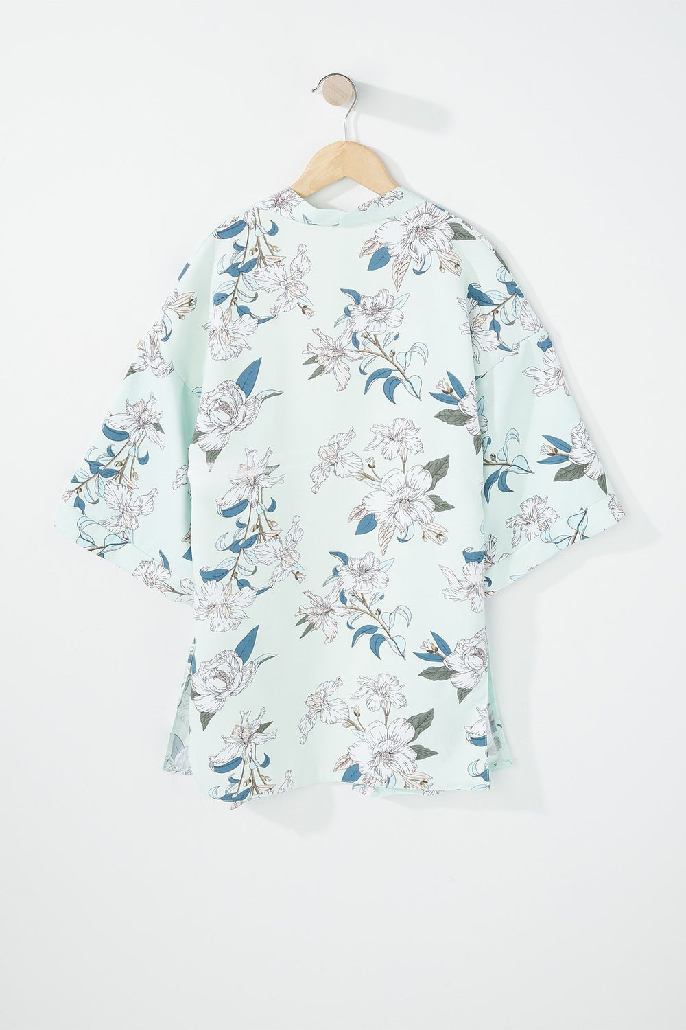Kids Girls Floral Open-Front Kimono Sage