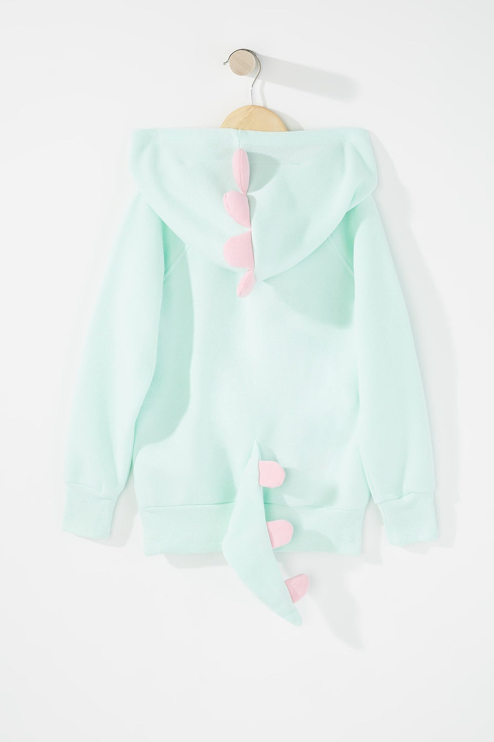 Kids Girls Graphic Dinosaur Tail Character Popover Hoodie Sage