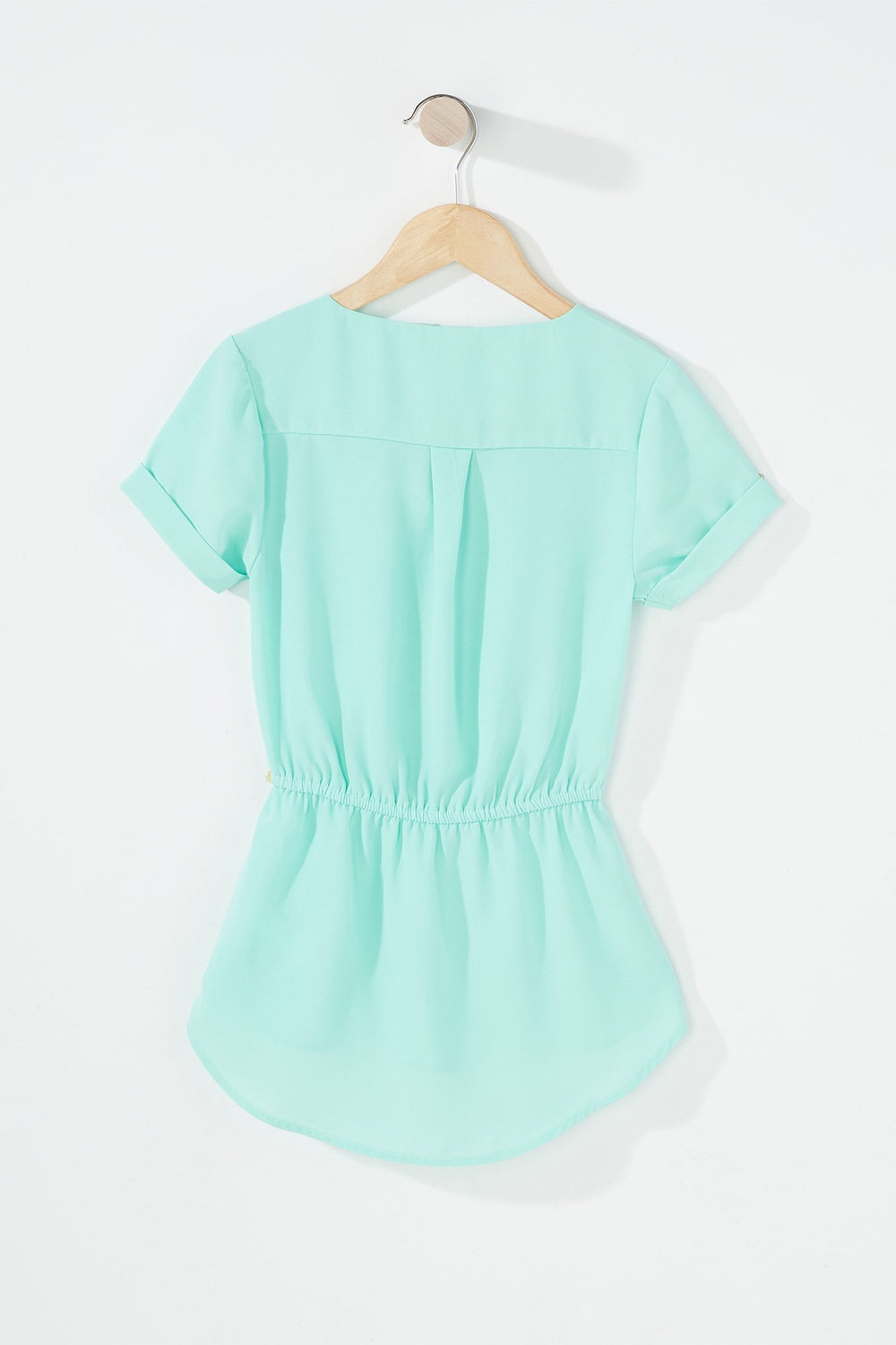 Kids Girls Half-Zip Drawstring Blouse Sage