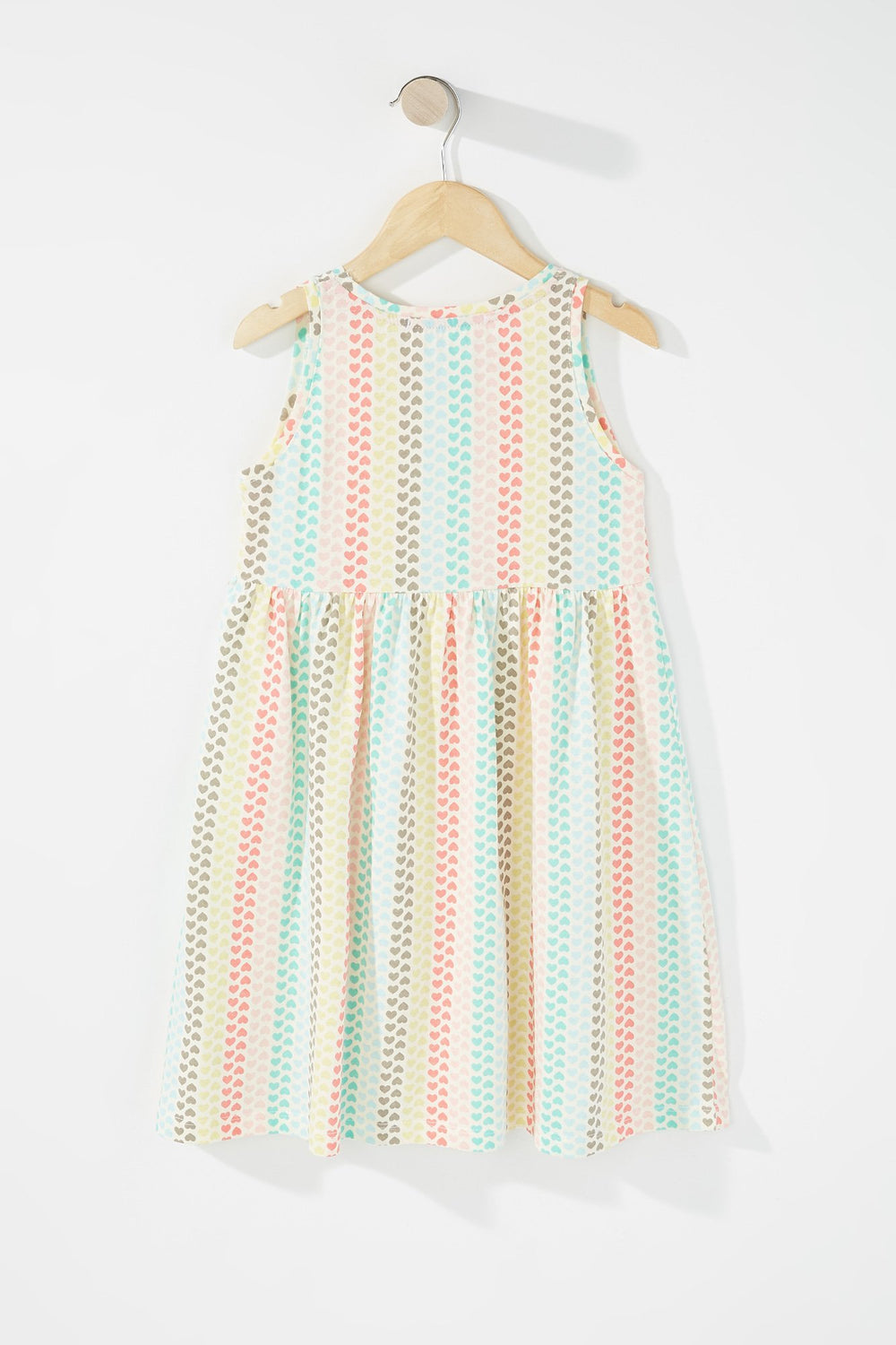 Kids Girls Printed Sleeveless Pleated Dress Sage