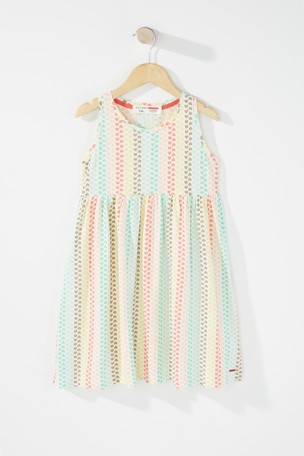 Kids Girls Printed Sleeveless Pleated Dress Sage