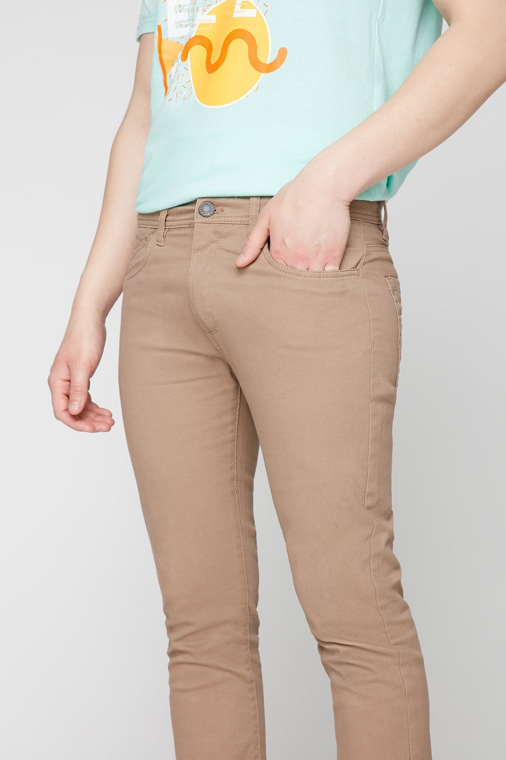 Men Camel Twill Skinny Jean Sand