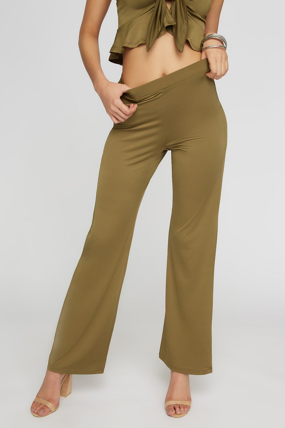 Women Jupe-culotte à taille haute Sauge
