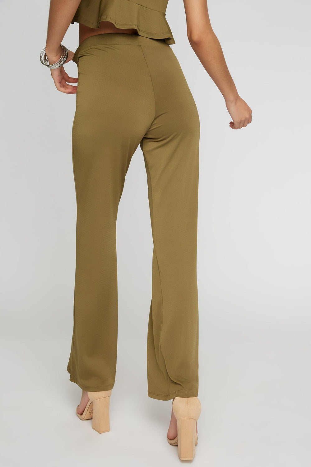 Women Jupe-culotte à taille haute Sauge