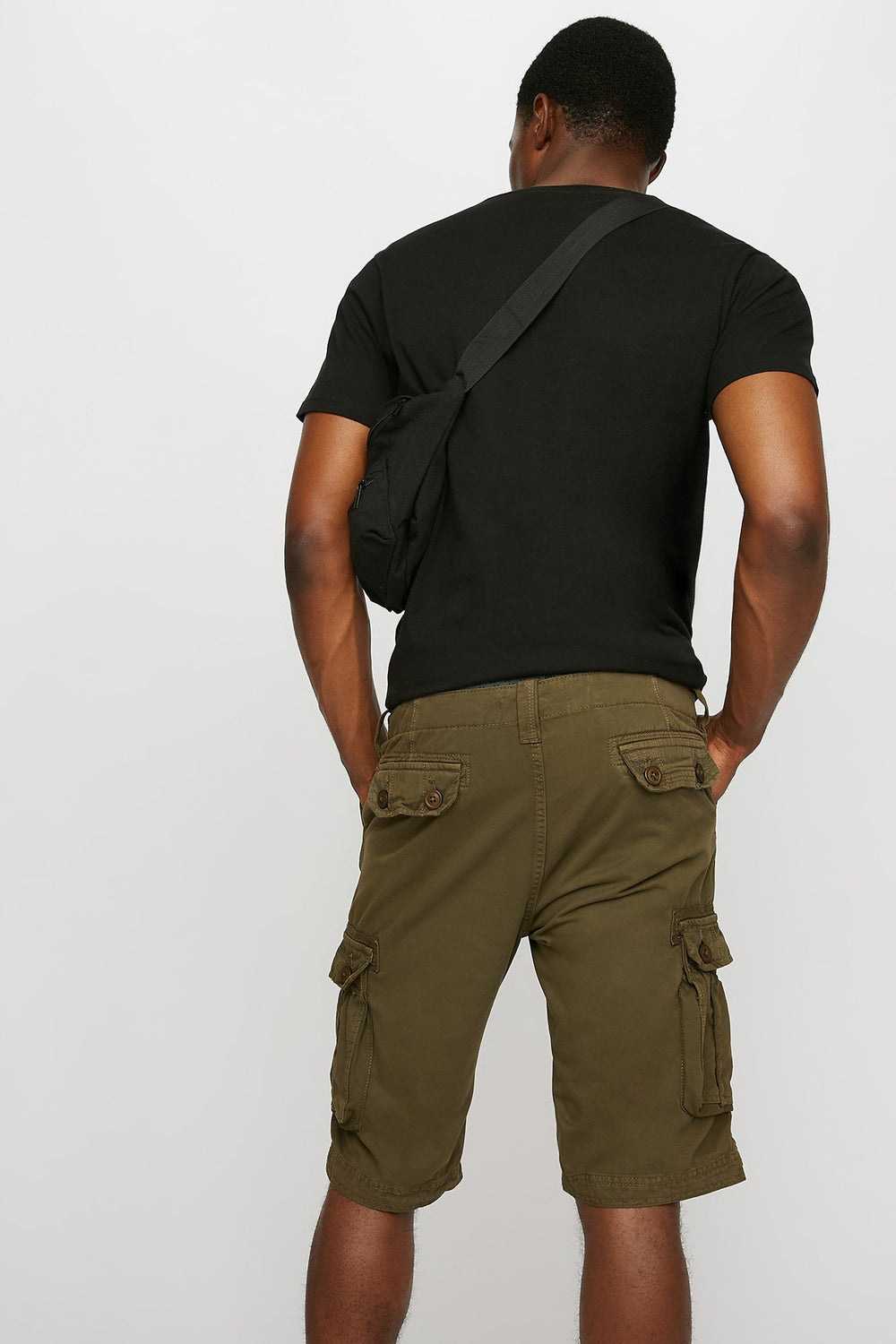 Men Short cargo mince en toile Sauge