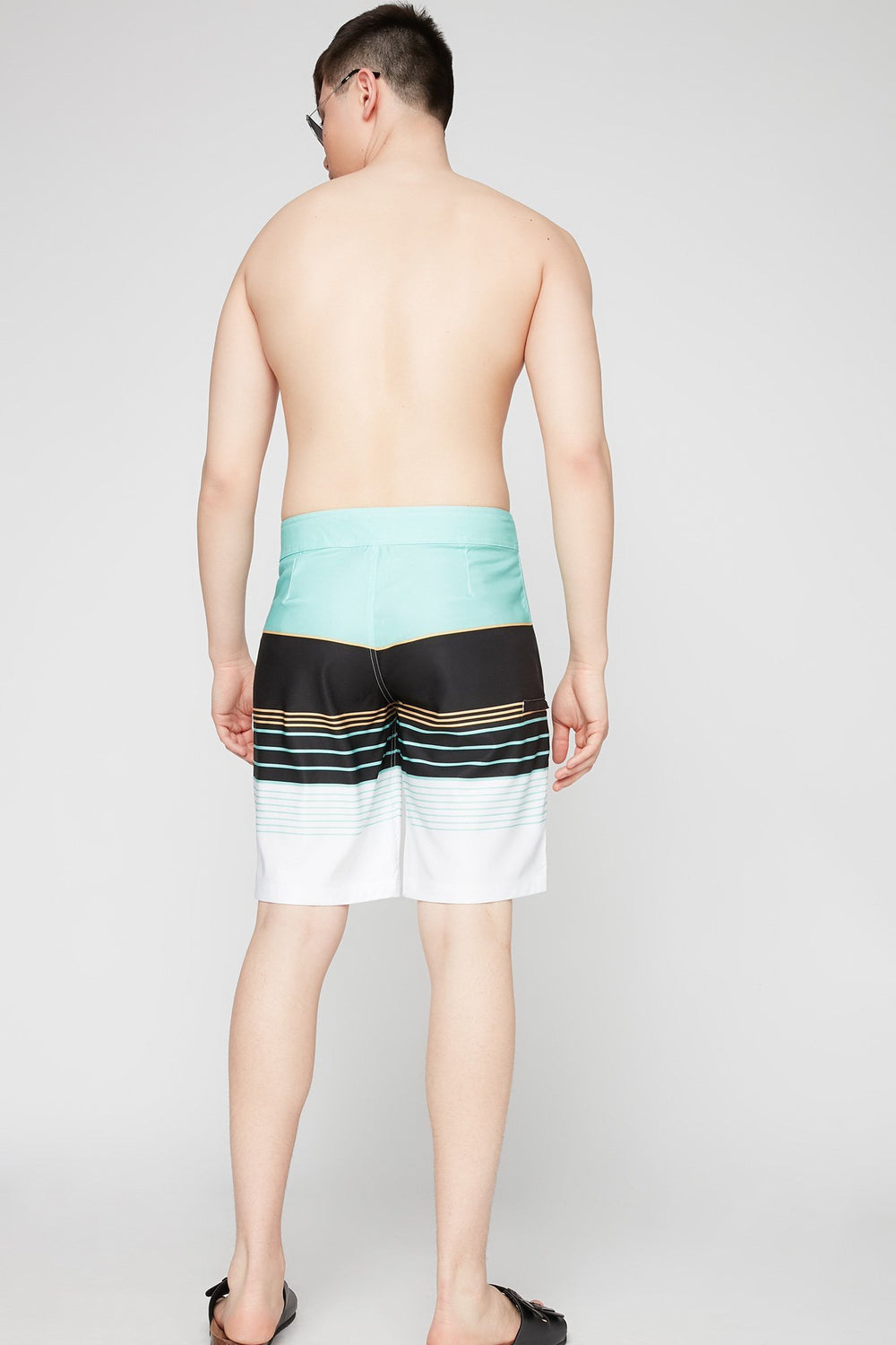 Men Short de surfeur rayé lacé Sauge