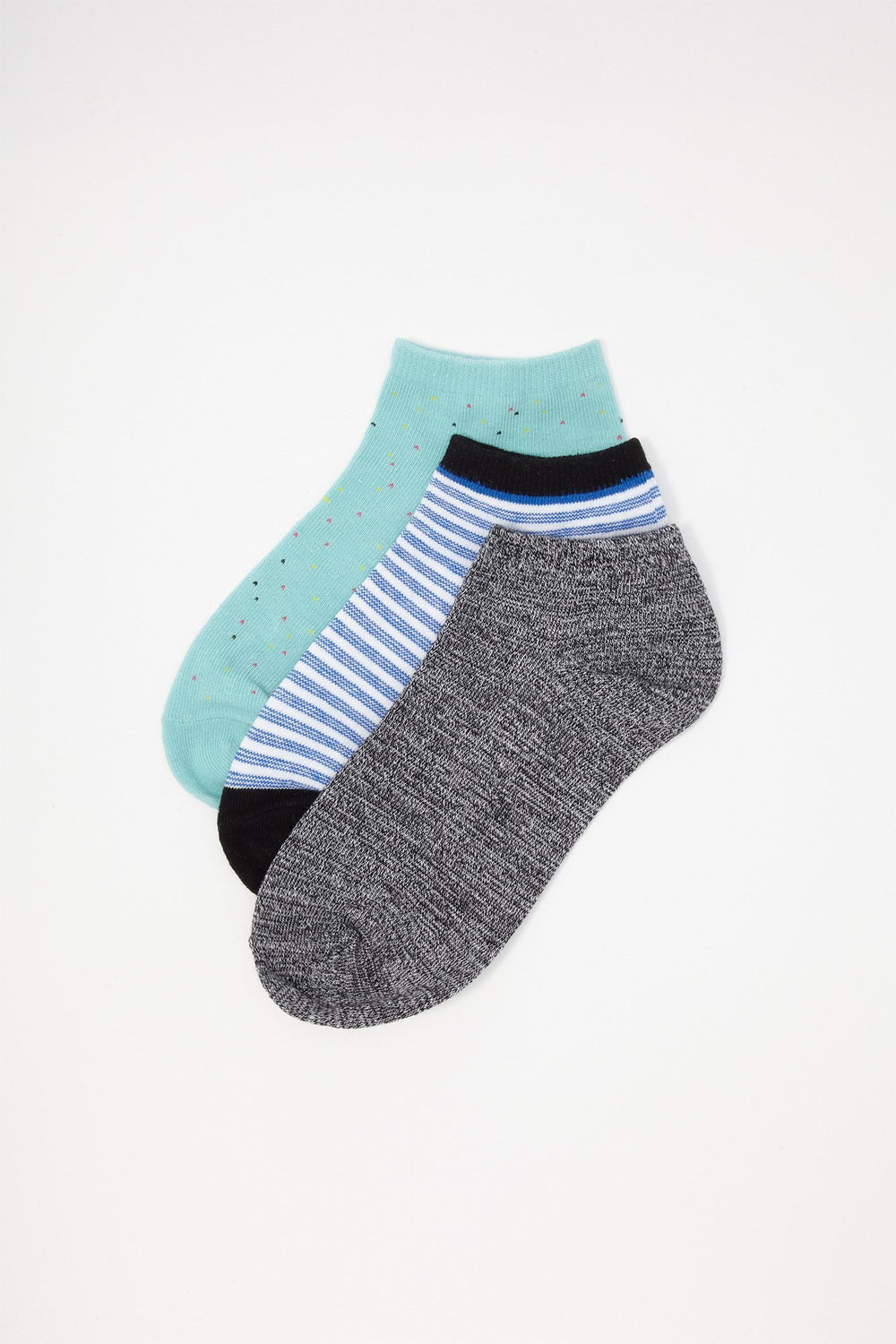 Women Socquettes rayées à pois (3 paires) Sauge
