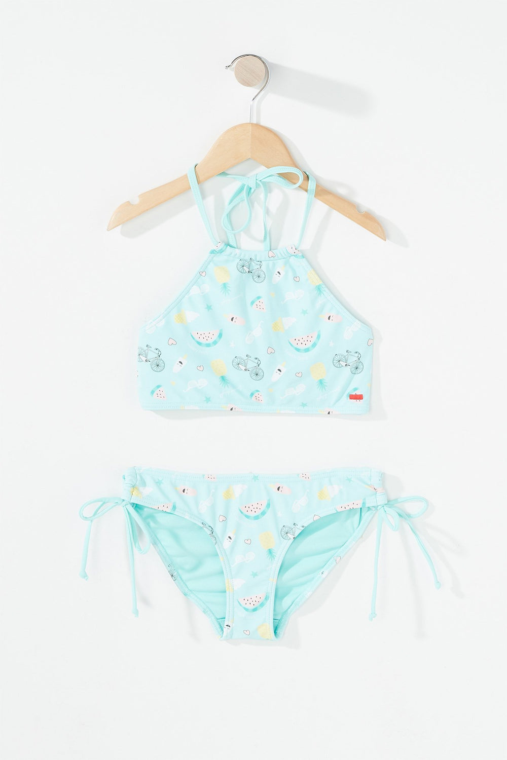 Kids Bikini bain-de-soleil imprimé avec attache pour fille Sauge