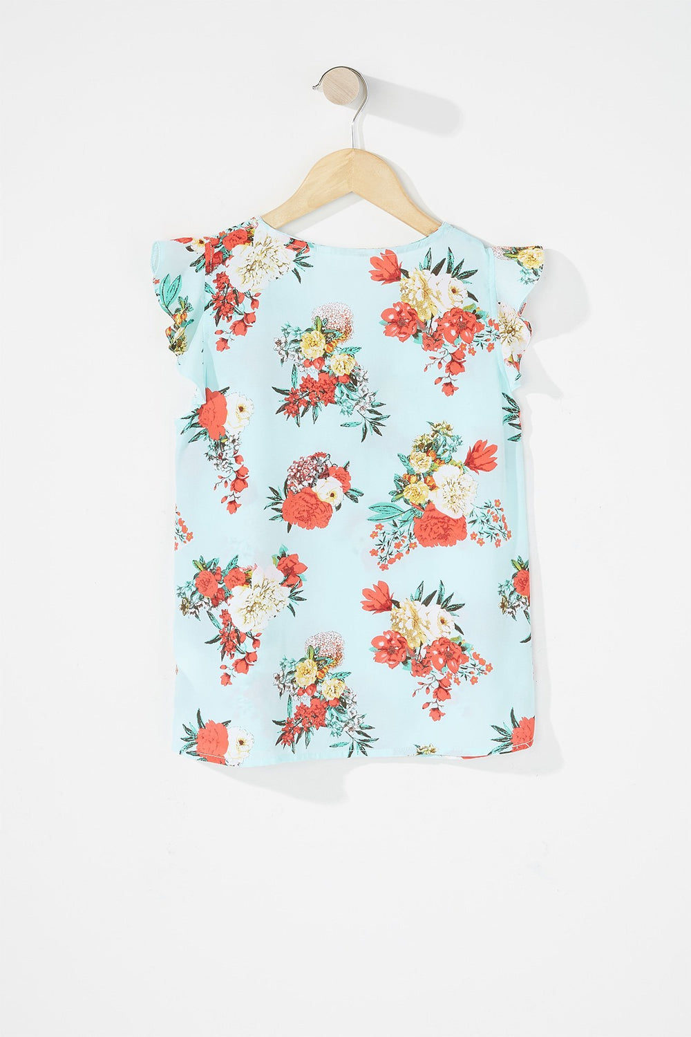 Kids Blouse volantée fleurie avec demi-fermeture à glissière pour fille Sauge