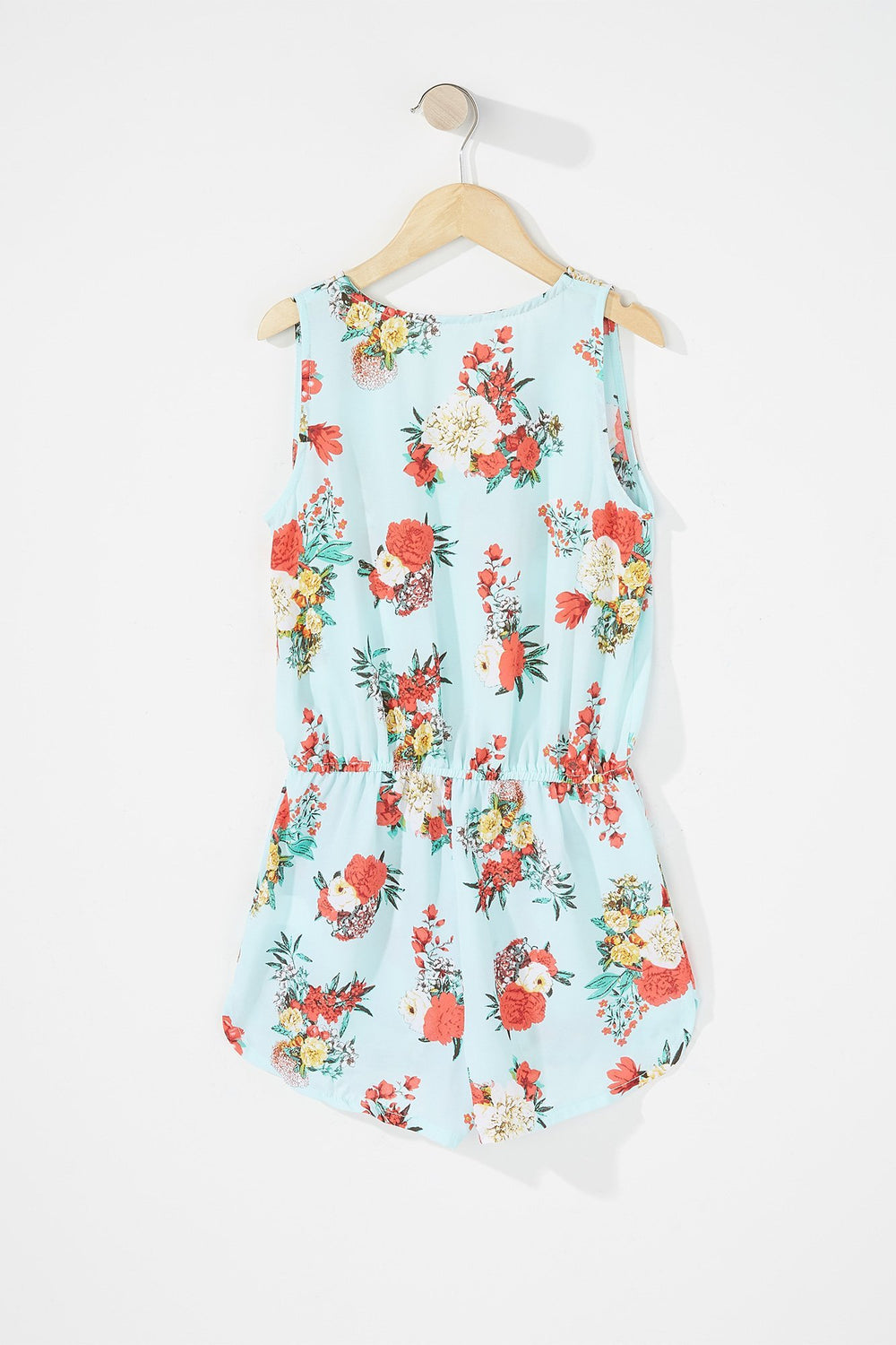 Kids Combi-short fleuri avec demi-fermeture à glissière pour fille Sauge