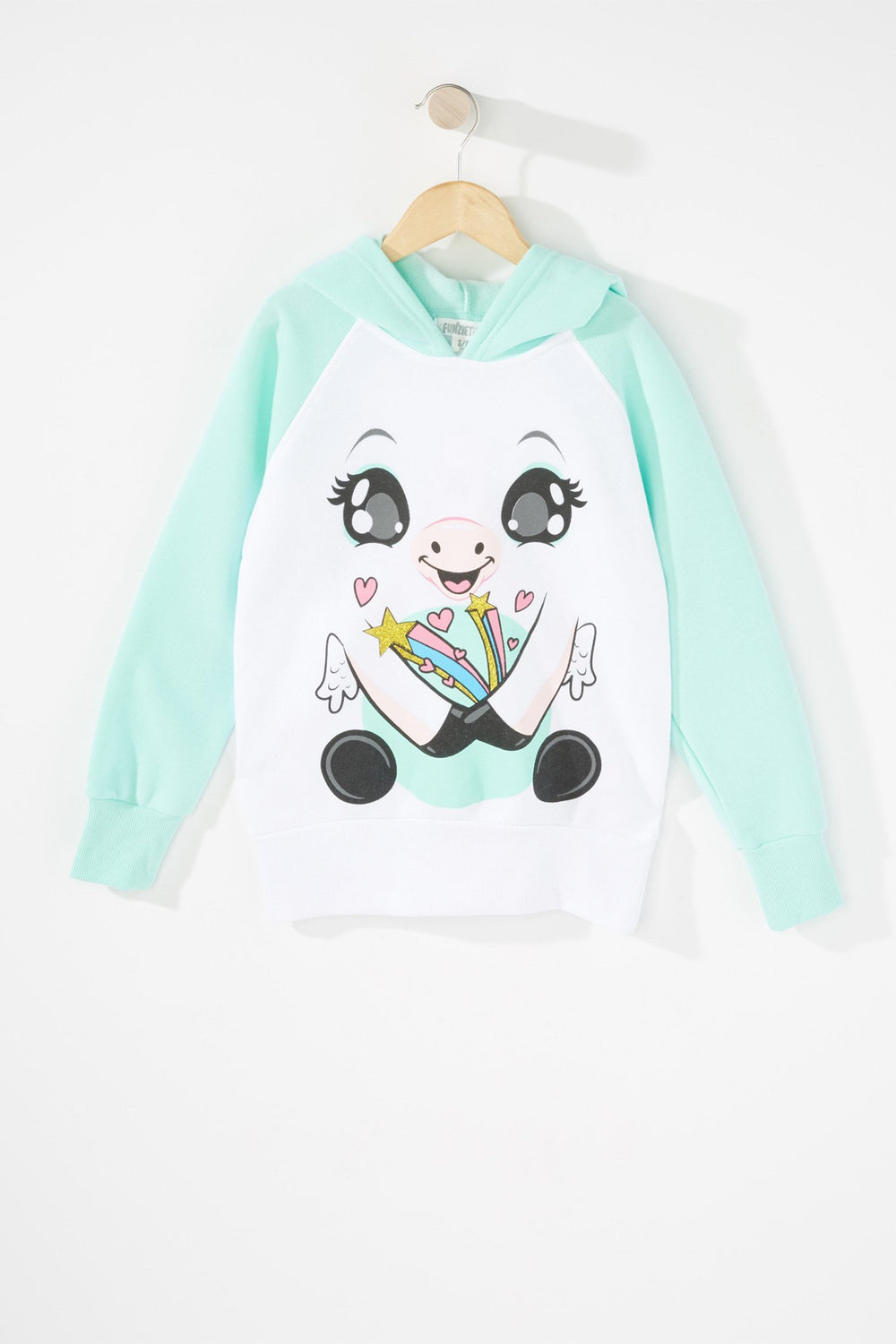 Kids Haut à capuchon à enfiler Licorne menthe et blanc pour fille Sauge