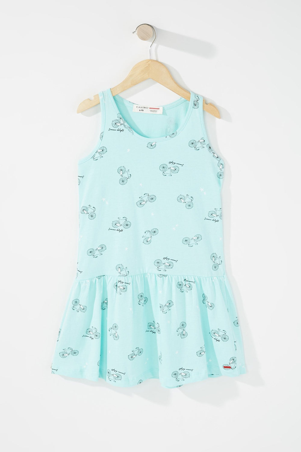 Kids Robe à basque sans manches imprimée pour fille Sauge