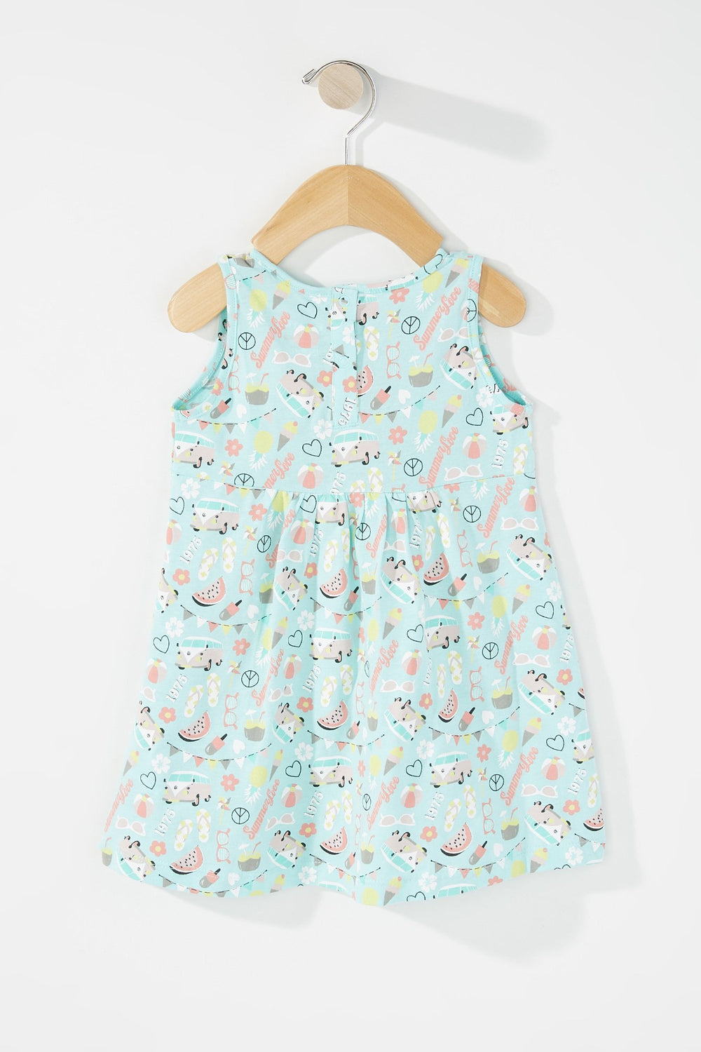 Kids Robe plissée sans manches imprimée pour bébé fille Sauge