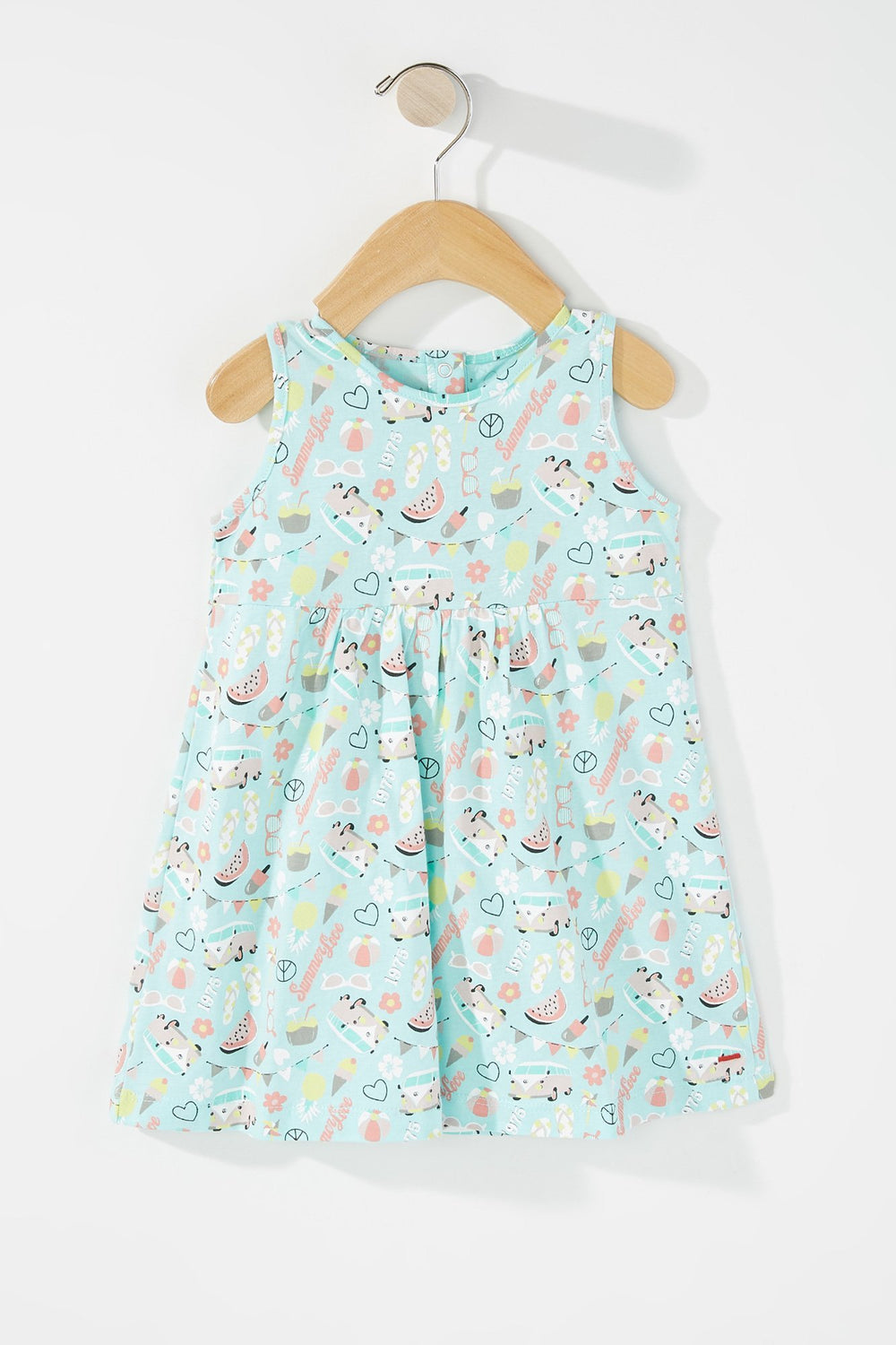 Kids Robe plissée sans manches imprimée pour bébé fille Sauge
