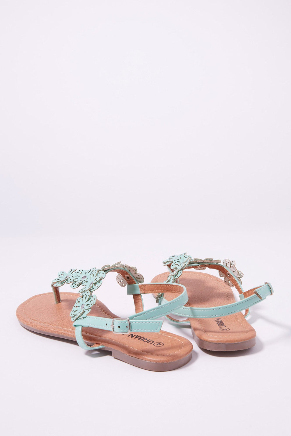 Kids Sandales en T fleuries pour fille Sauge