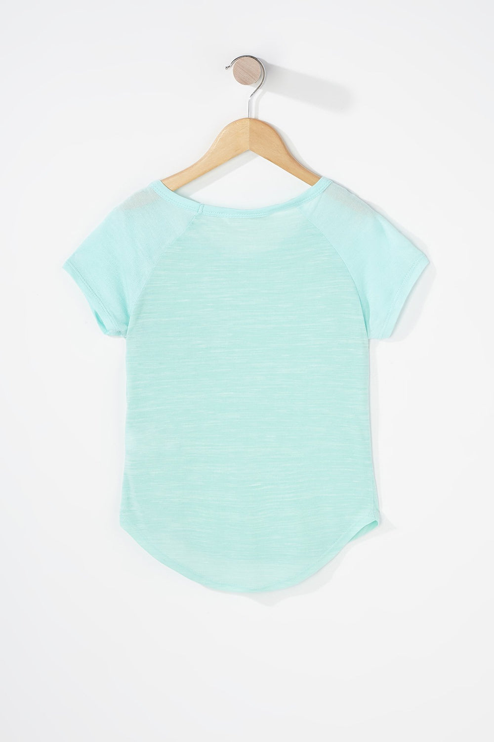 Kids T-shirt léger à blocs de couleurs et ourlet arrondi pour fille Sauge
