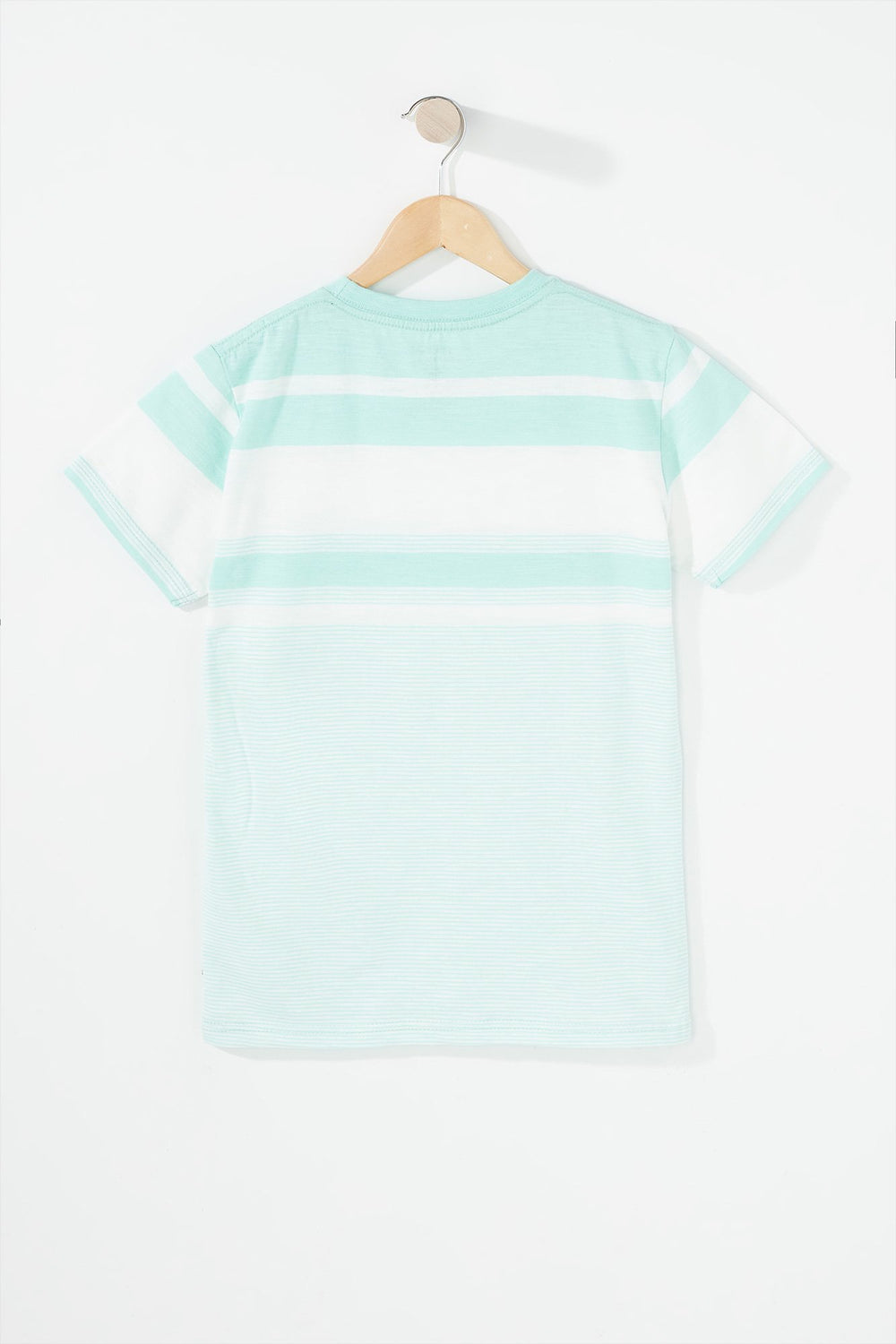 Kids T-shirt rayé à encolure dégagée pour garçon Sauge