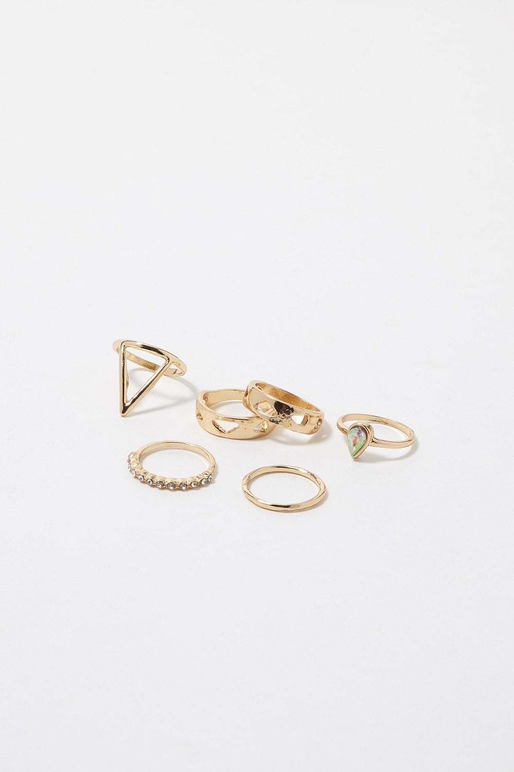 Women Aqua Stone Ring Set (6 PC) Silver