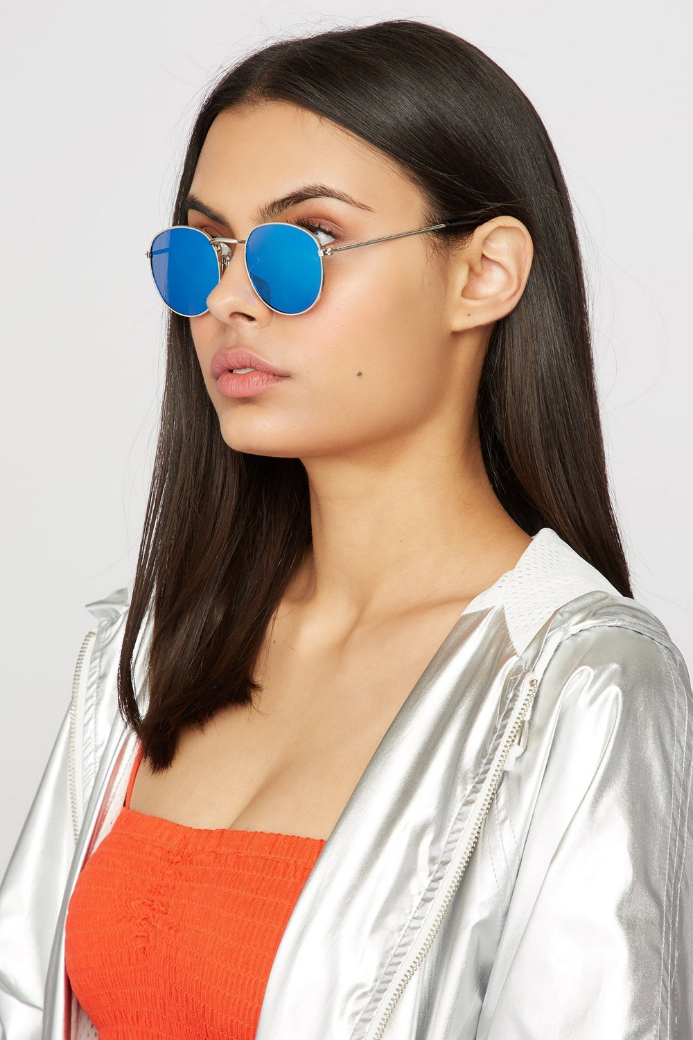 Women Classic Round Sunglasses Silver