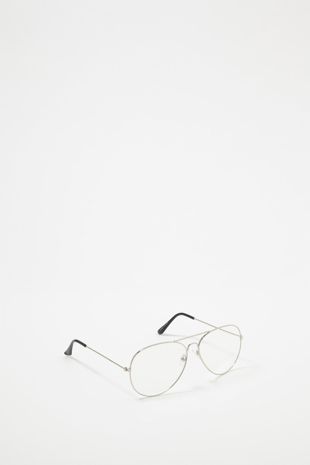 Women Clear Aviator Brow Bar Sunglasses Silver