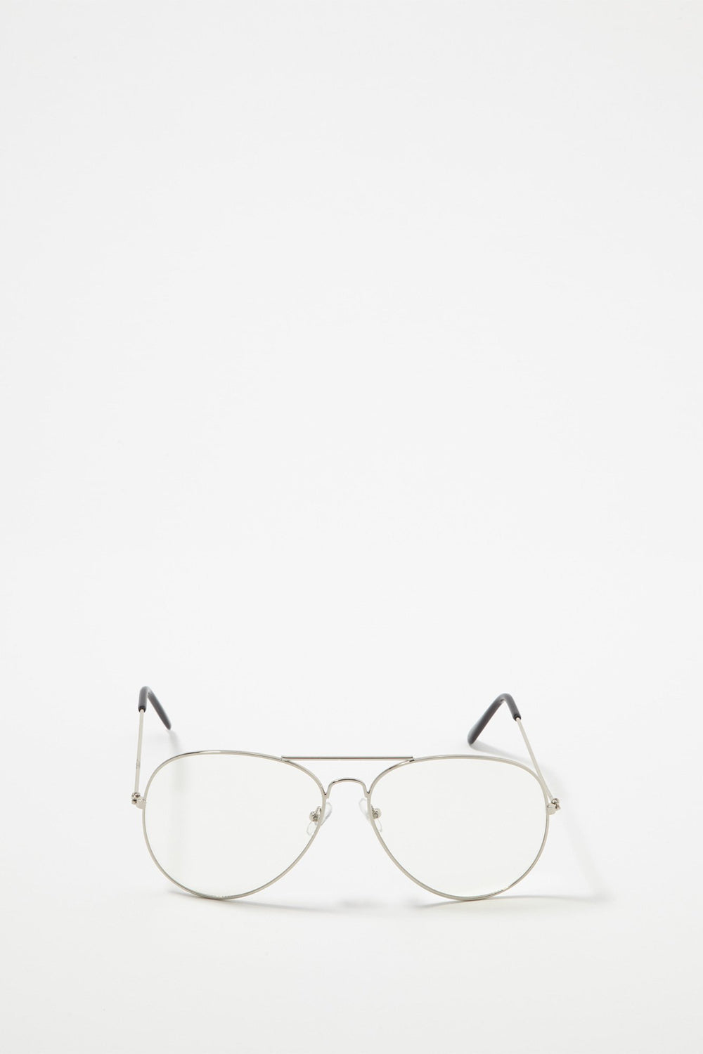 Women Clear Aviator Brow Bar Sunglasses Silver