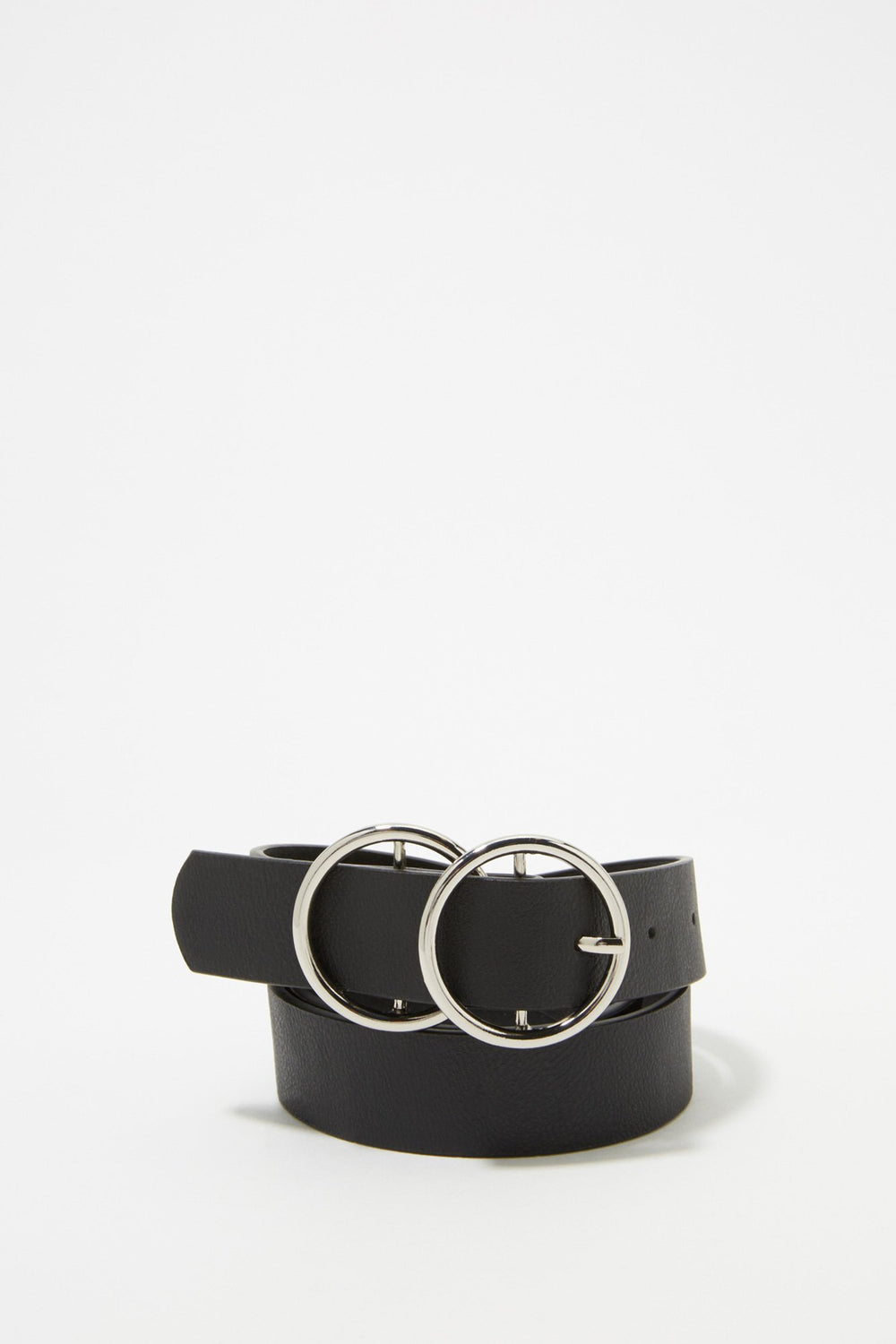 Women Dual Circle Buckle Jean Belt Silver