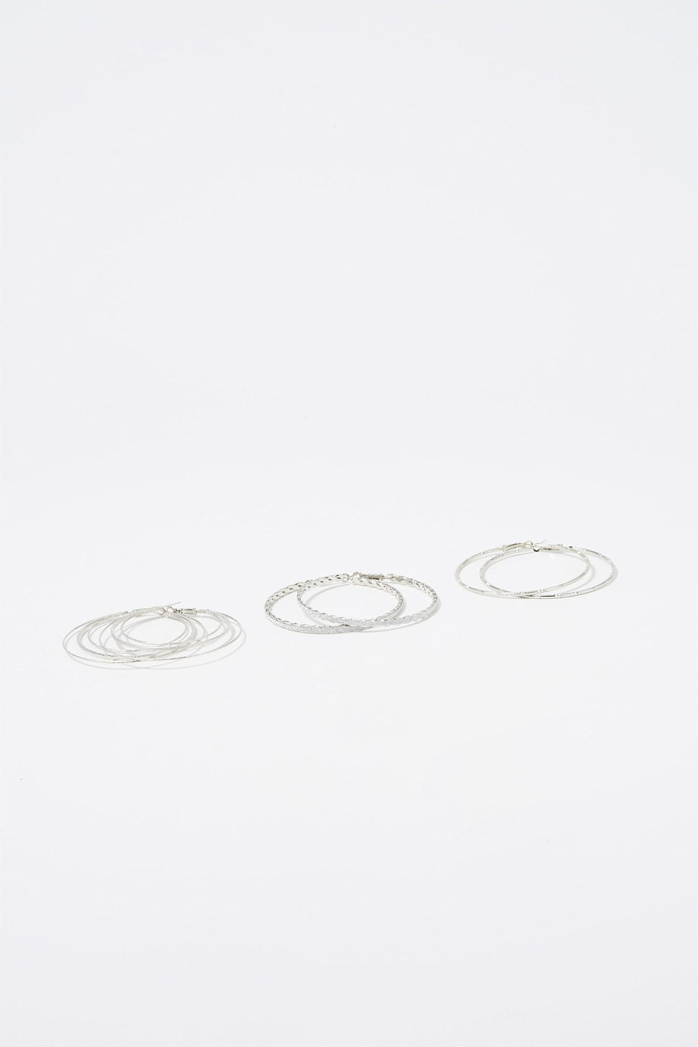 Women Glitter Hoop Earrings & Choker Set (9 PC) Silver
