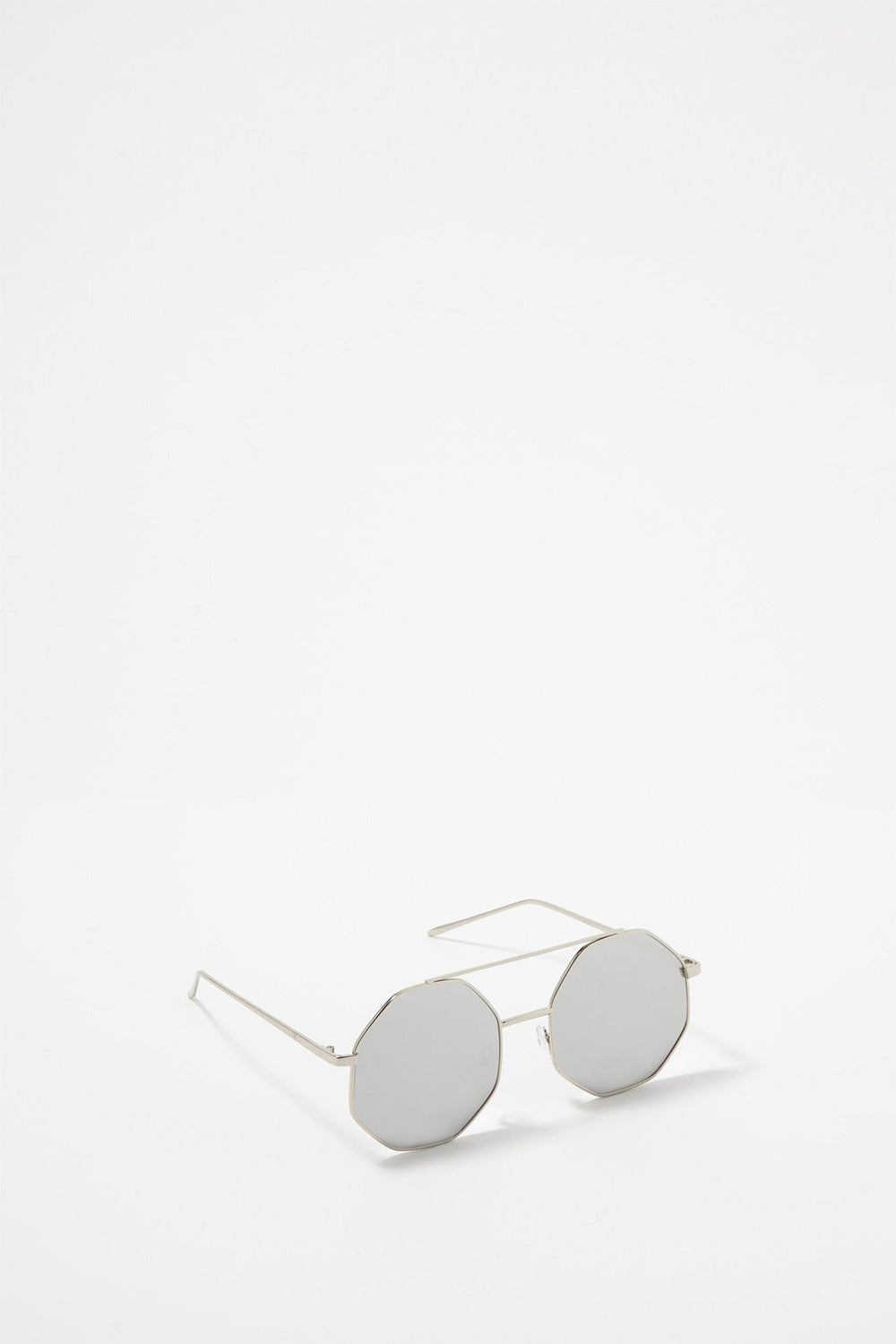 Women Octagonal Round Sunglasses Silver
