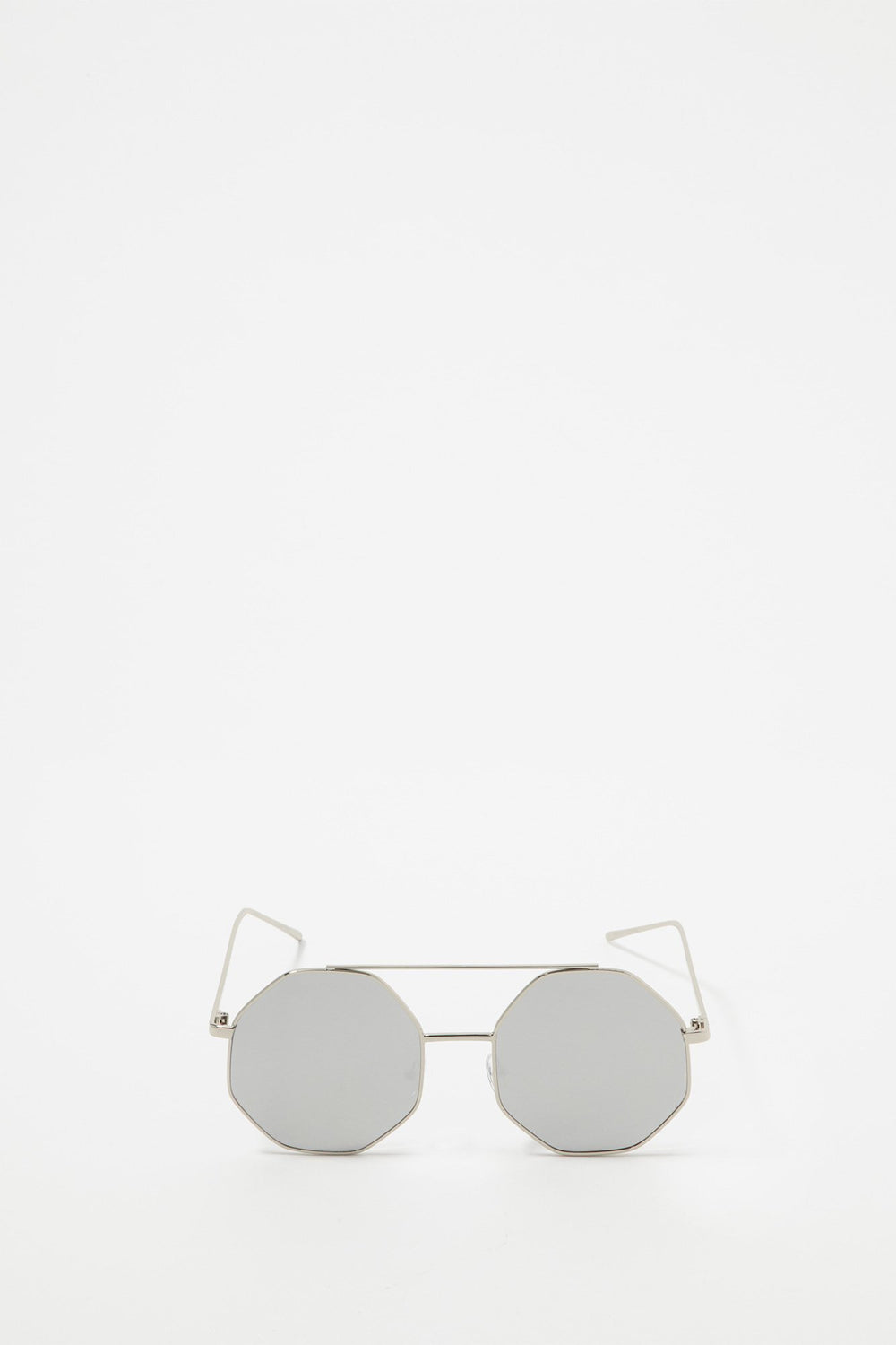 Women Octagonal Round Sunglasses Silver