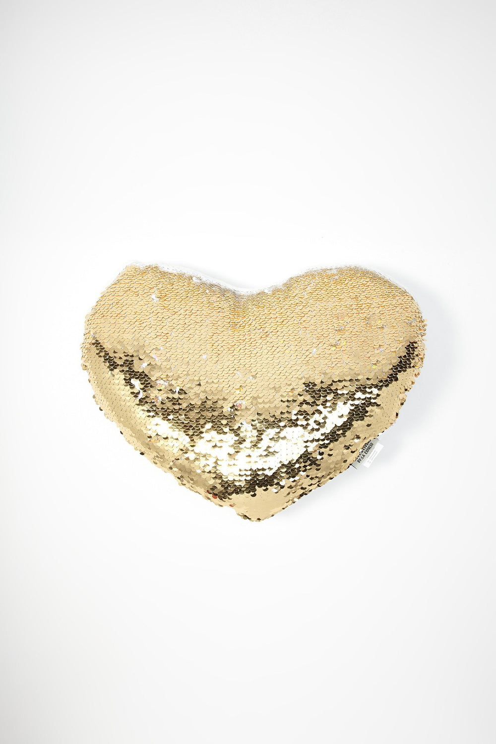 Women Reversible Sequins Heart Plush Pillow Silver