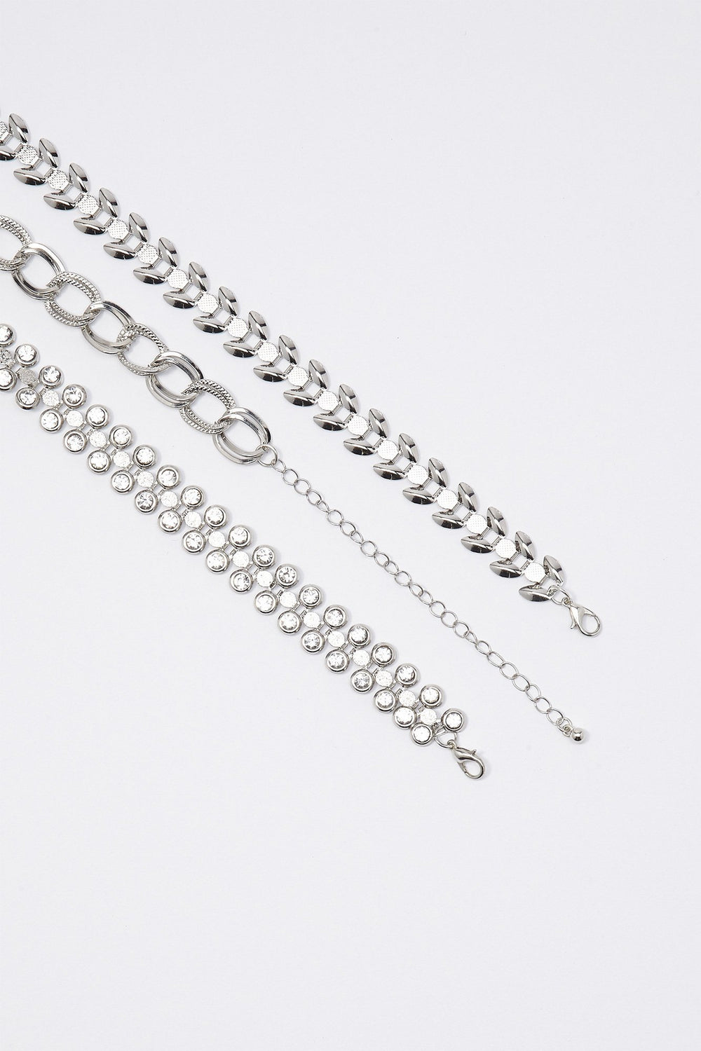 Women Rhinestone Earring & Choker Set Silver