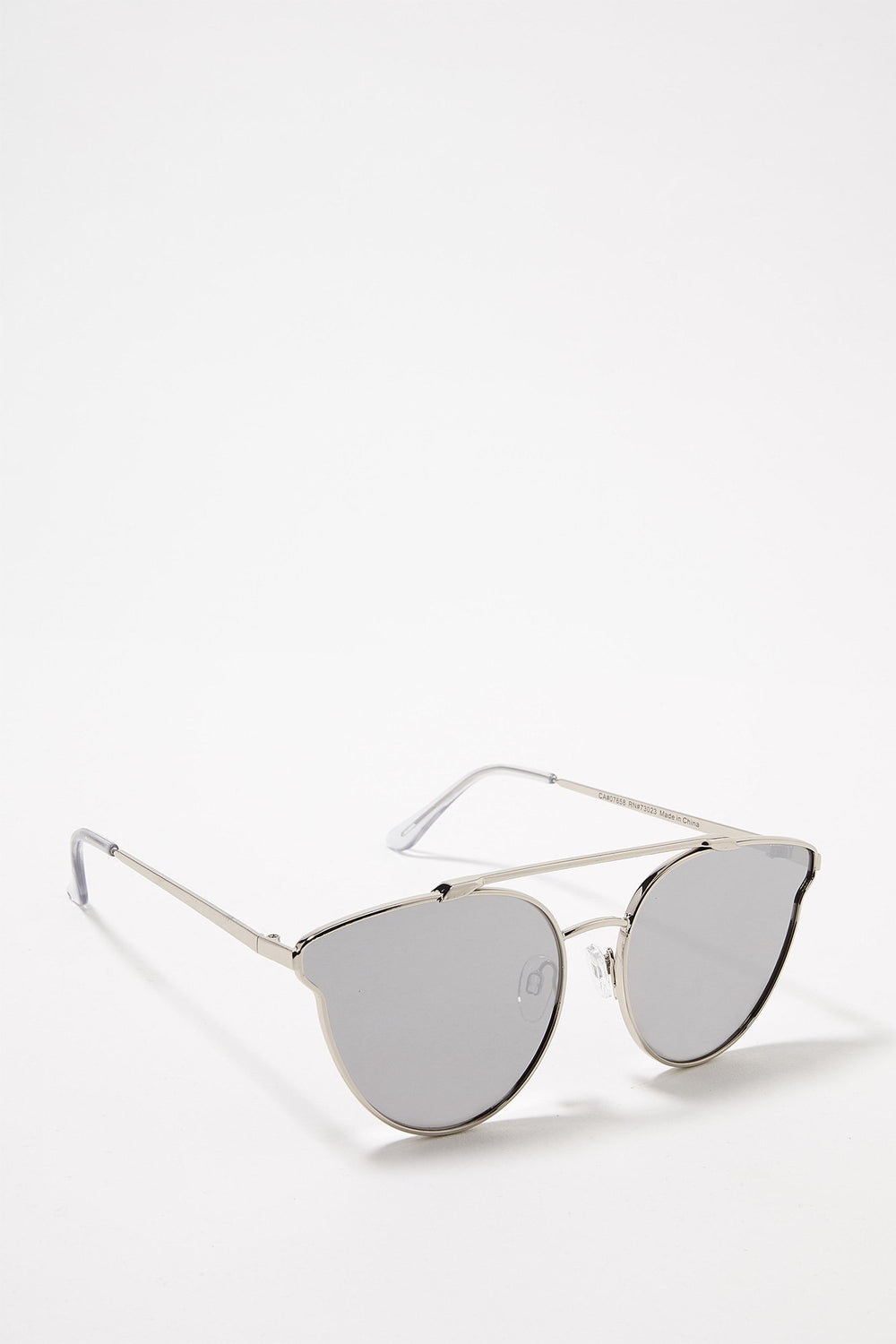 Women Round Clubmasters Cateye Sunglasses With Brow Bar Silver