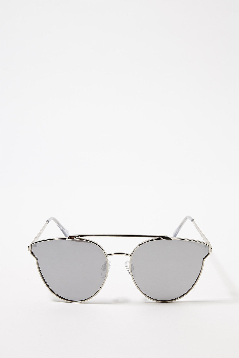 Women Round Clubmasters Cateye Sunglasses With Brow Bar Silver