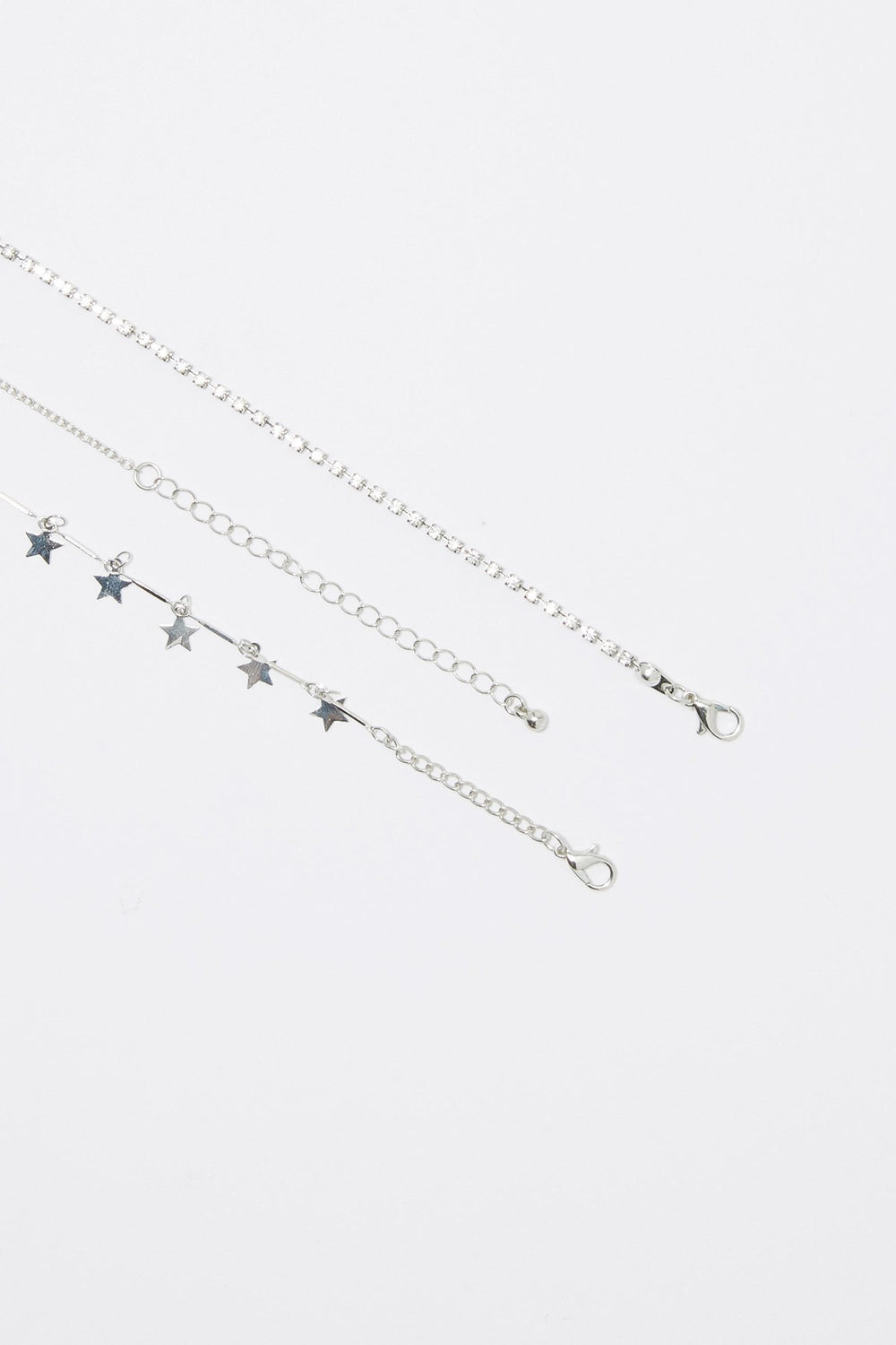 Women Star Chain Anklets (3 PC) Silver