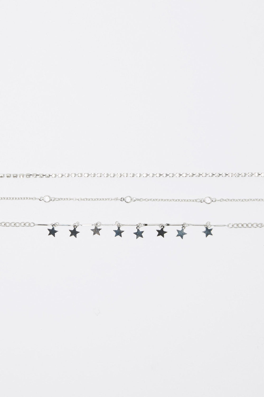 Women Star Chain Anklets (3 PC) Silver