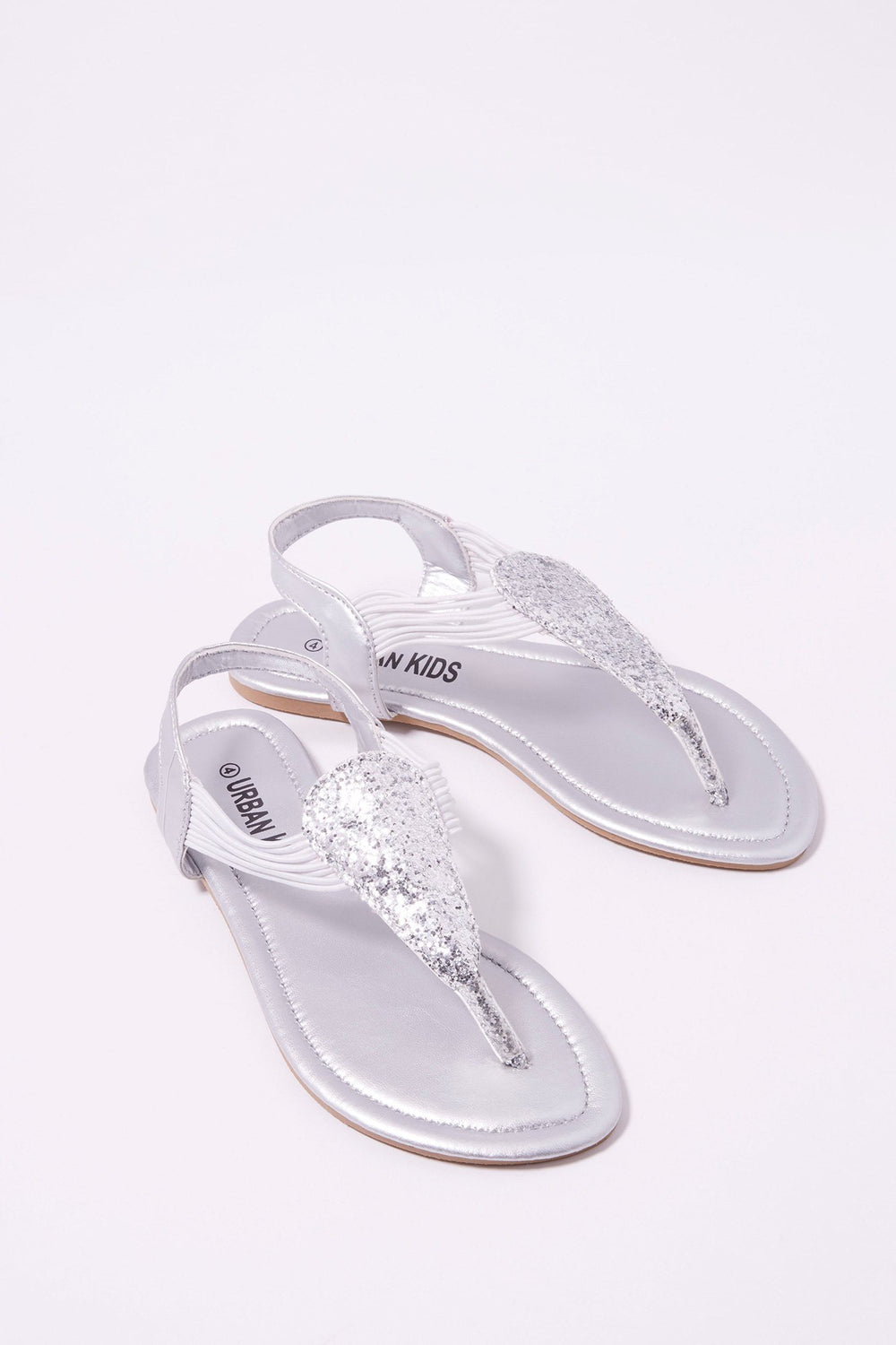 Kids Girls Glitter T-Bar Sandal Silver