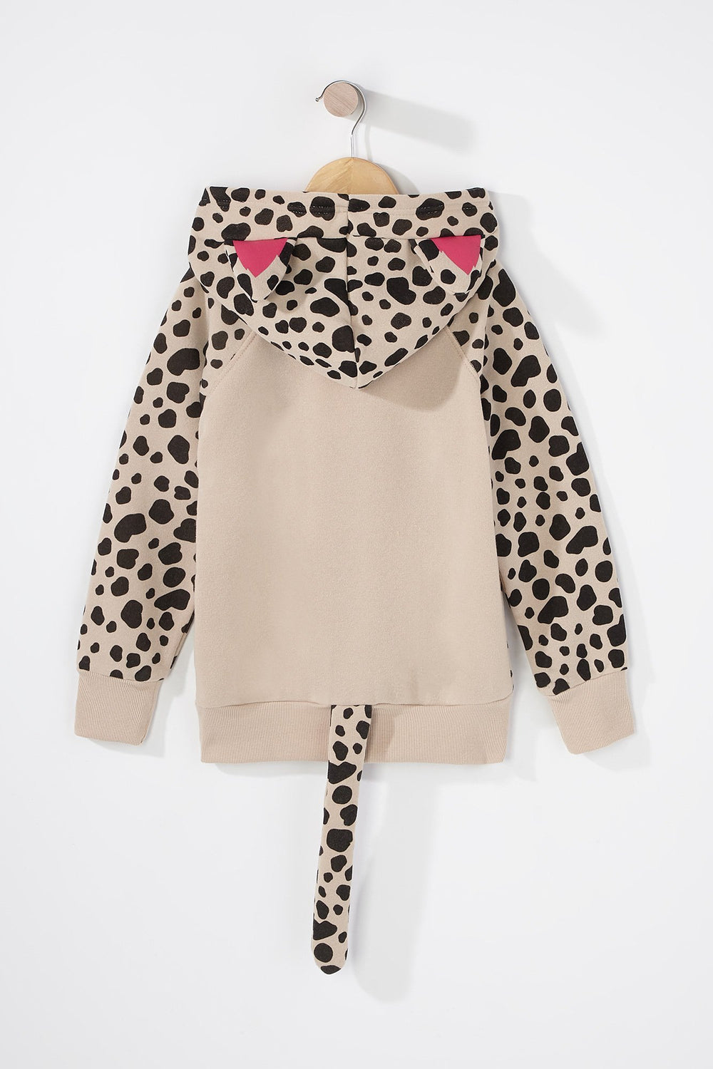 Kids Girls Cheetah Character Popover Hoodie Tan