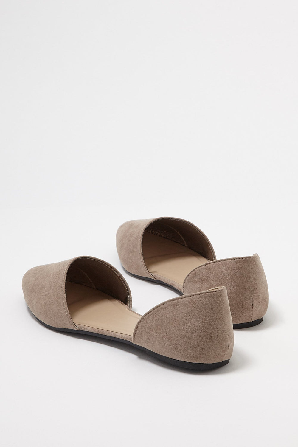 Women Faux-Suede Pointed Toe Slip-On Ballet Flat Taupe