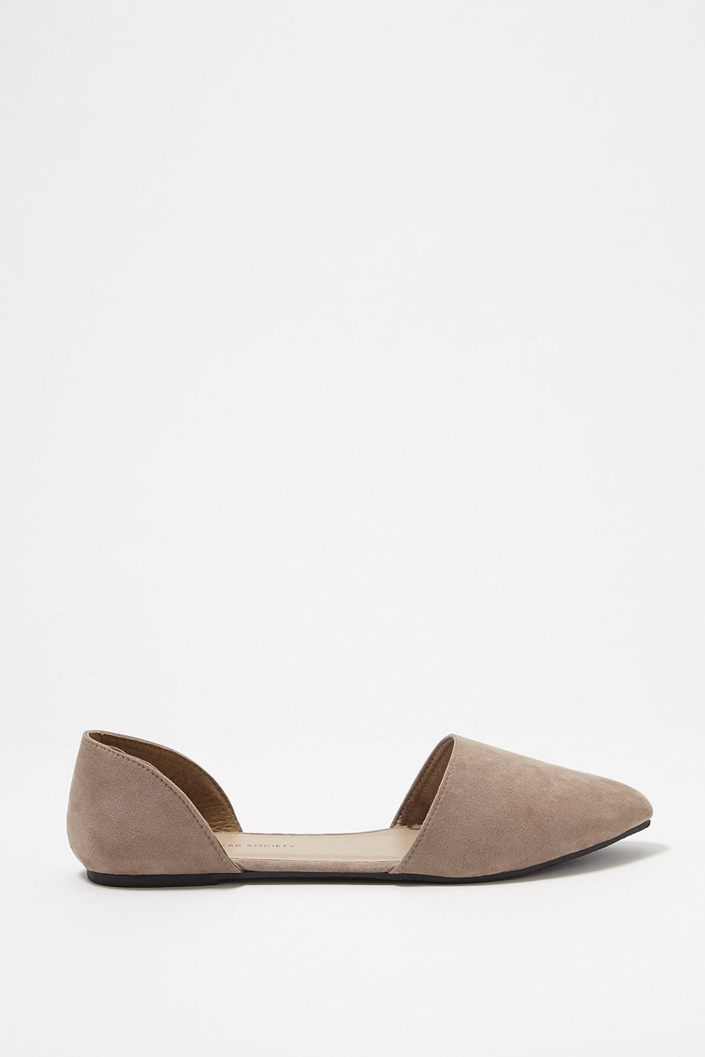 Women Faux-Suede Pointed Toe Slip-On Ballet Flat Taupe