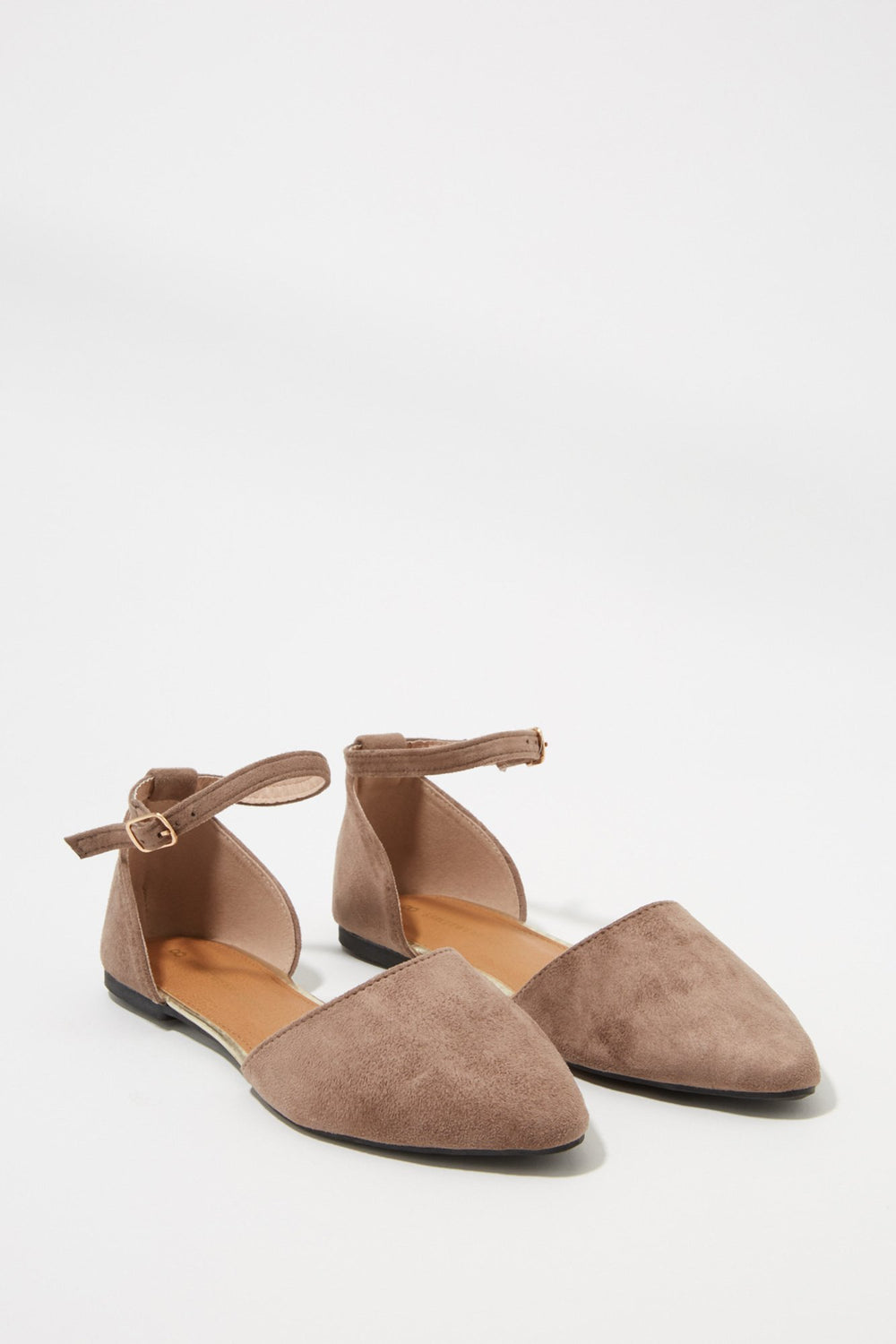 Women Souliers plats avec boucle en similisuède Taupe