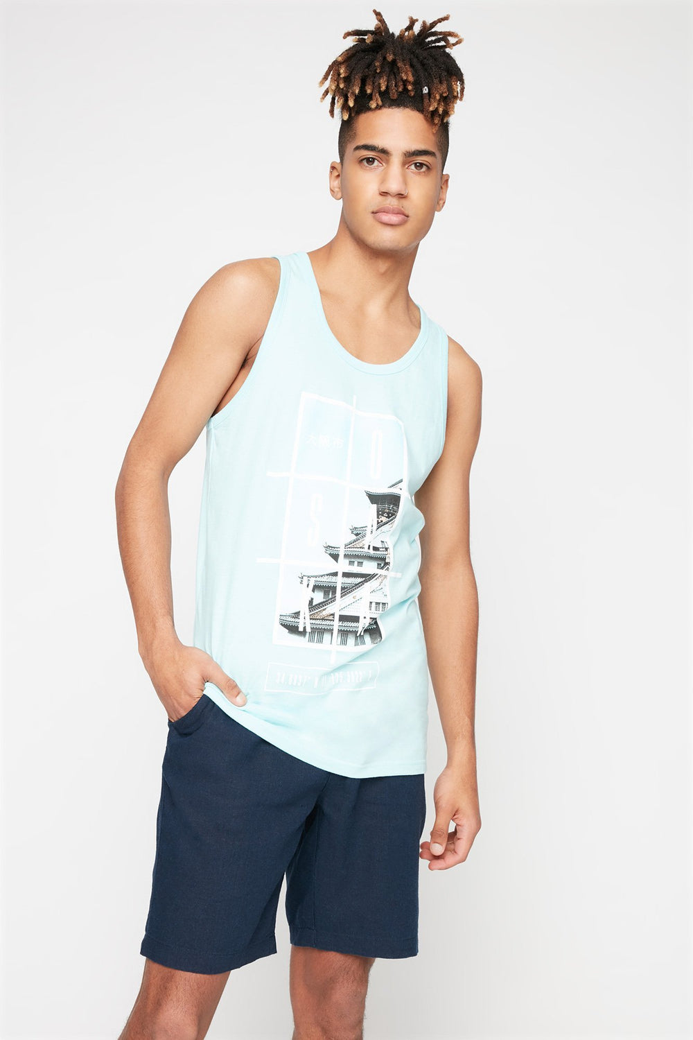 Men Osaka Photo Graphic Tank Turquoise