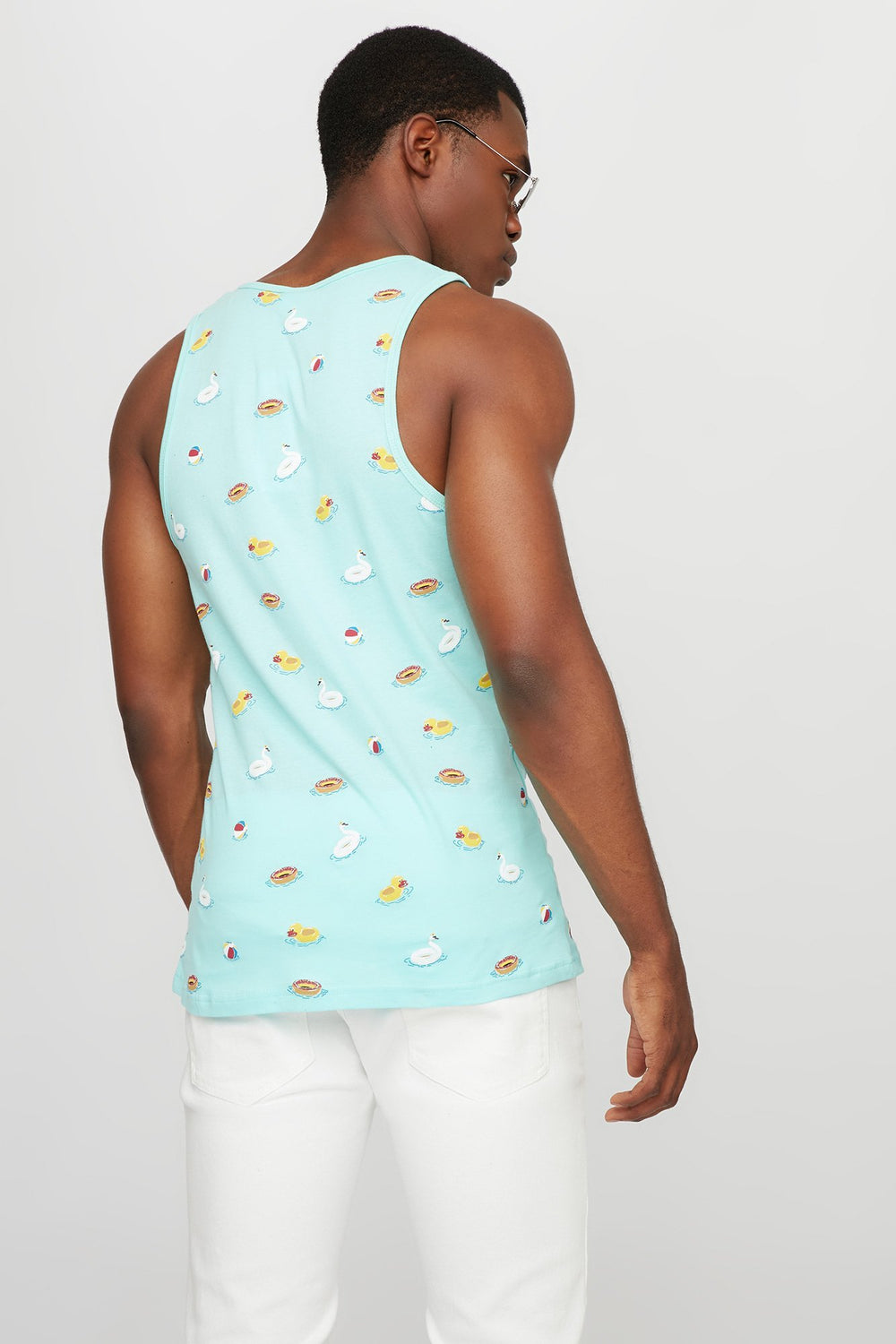 Men Printed Graphic Tank Turquoise