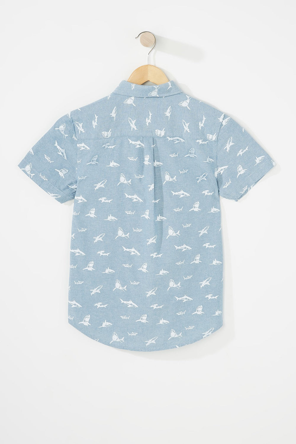Kids Boys Pinned Collar Printed Button-Up Short Sleeve Shirt Turquoise