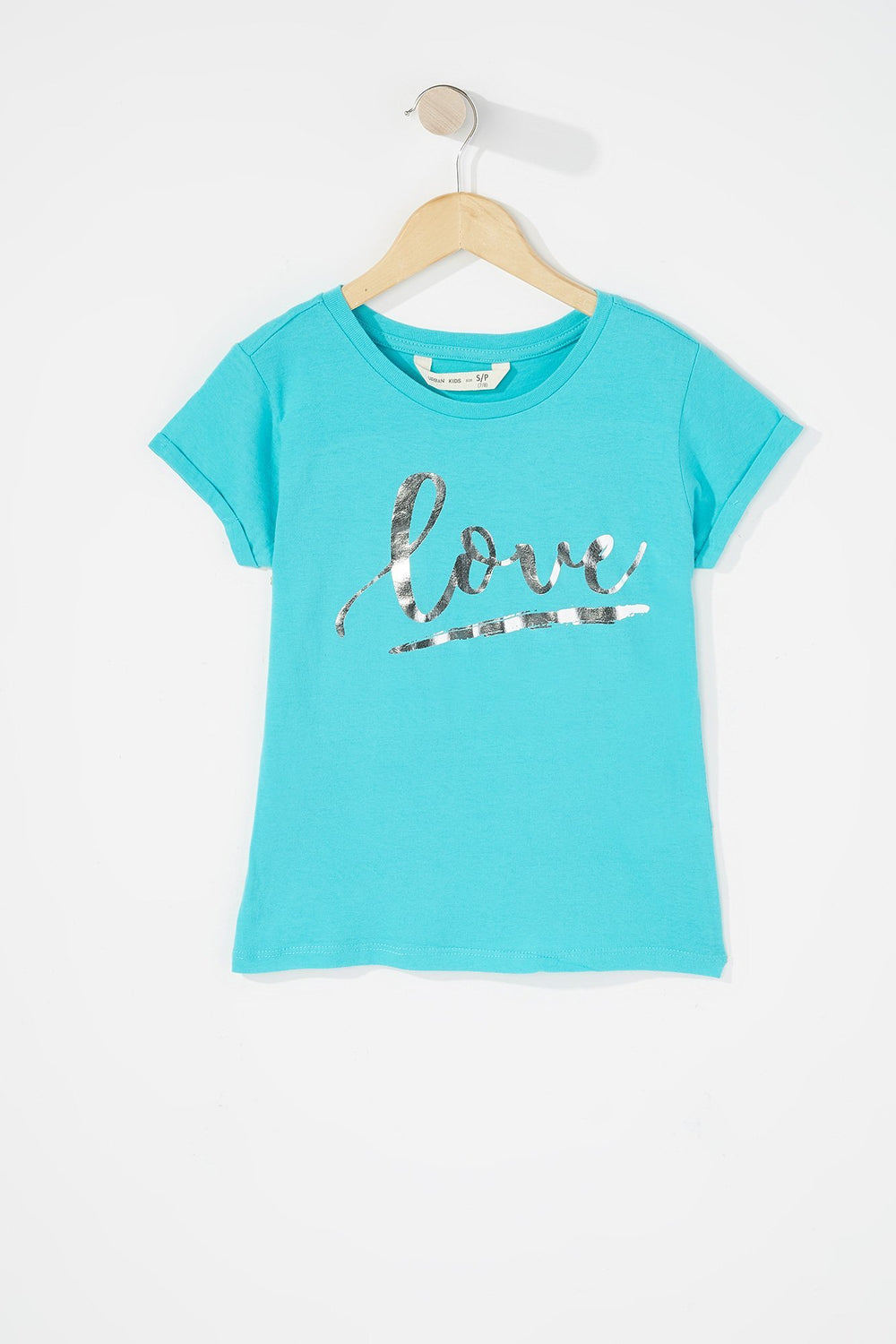 Kids T-shirt à imprimé Metallic Love pour fille Turquoise